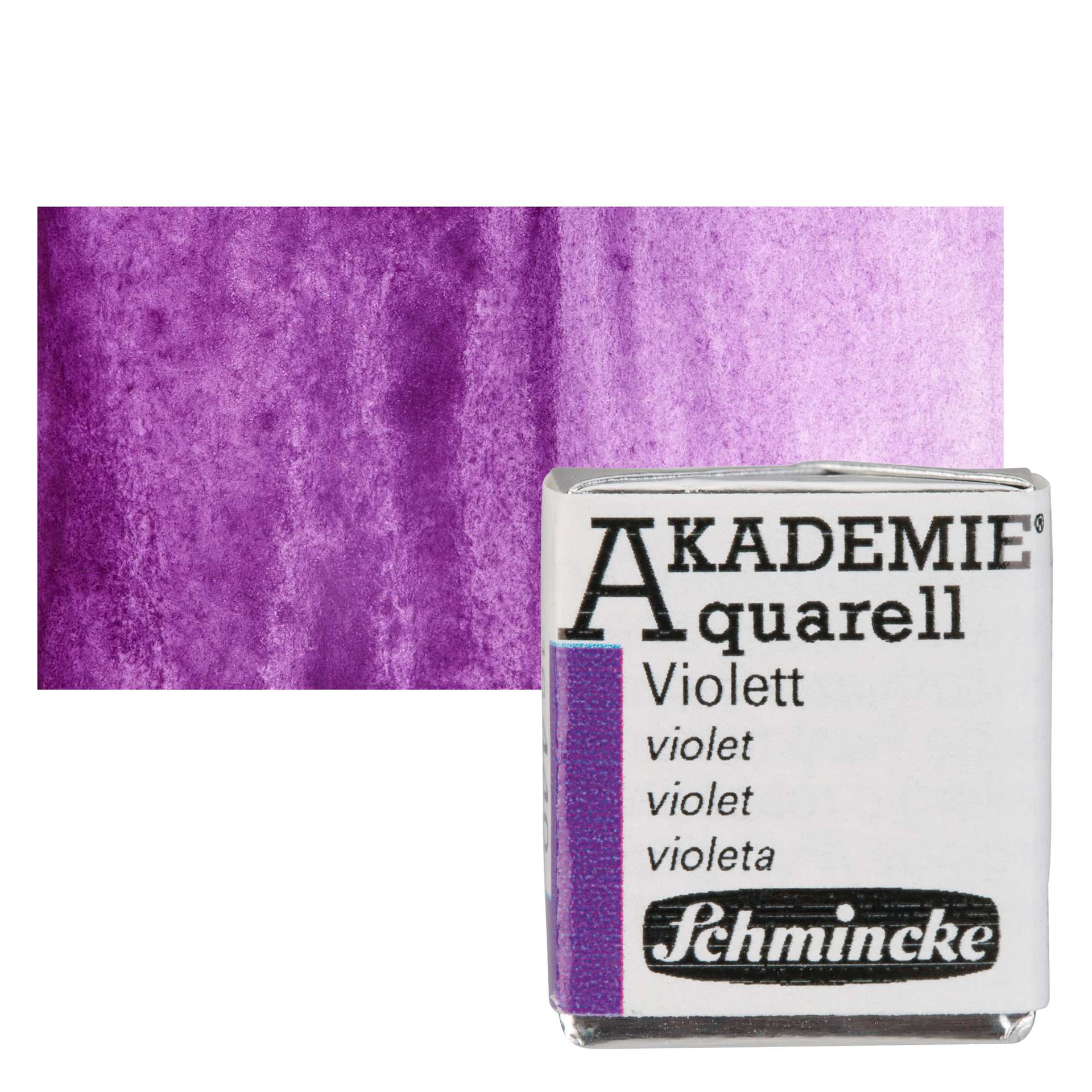 Schmincke Akademie Aquarell Watercolor Pan - Violet, Half Pan and swatch
