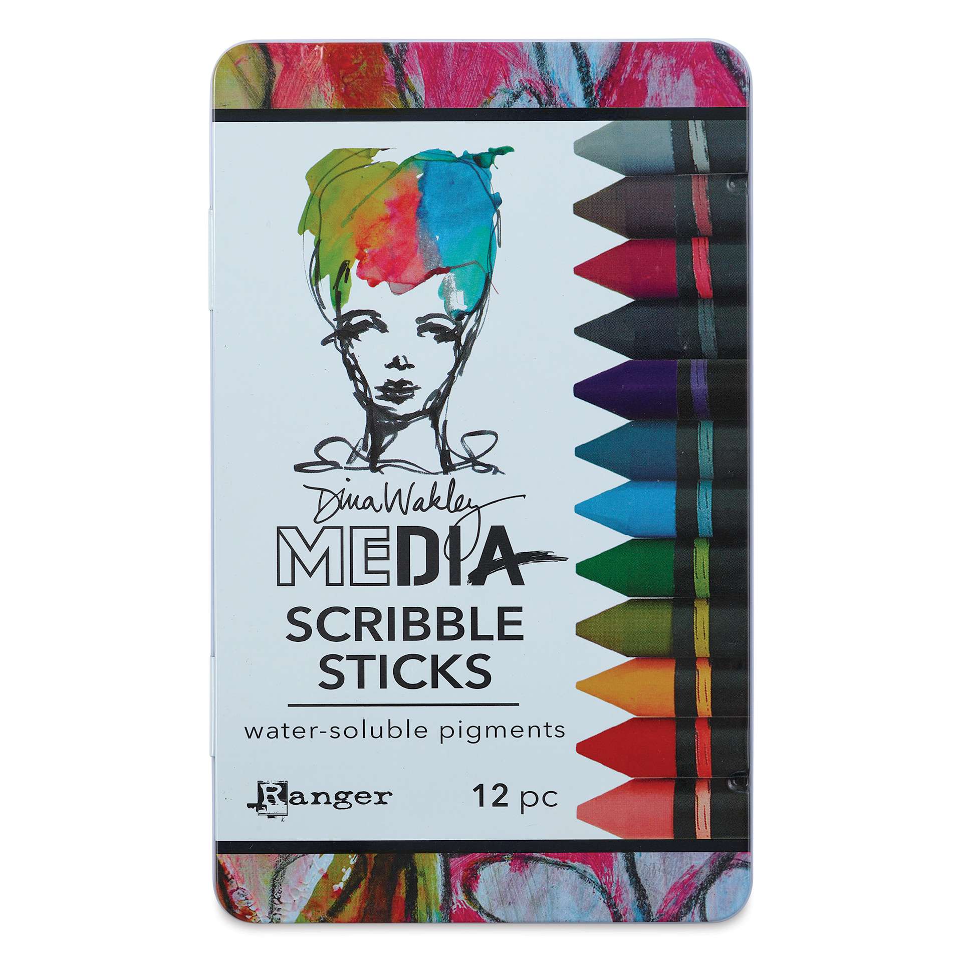 Ranger Dina Wakley Scribble Water-Soluble Pigment Sticks - Set 2, Set of 12 front of package