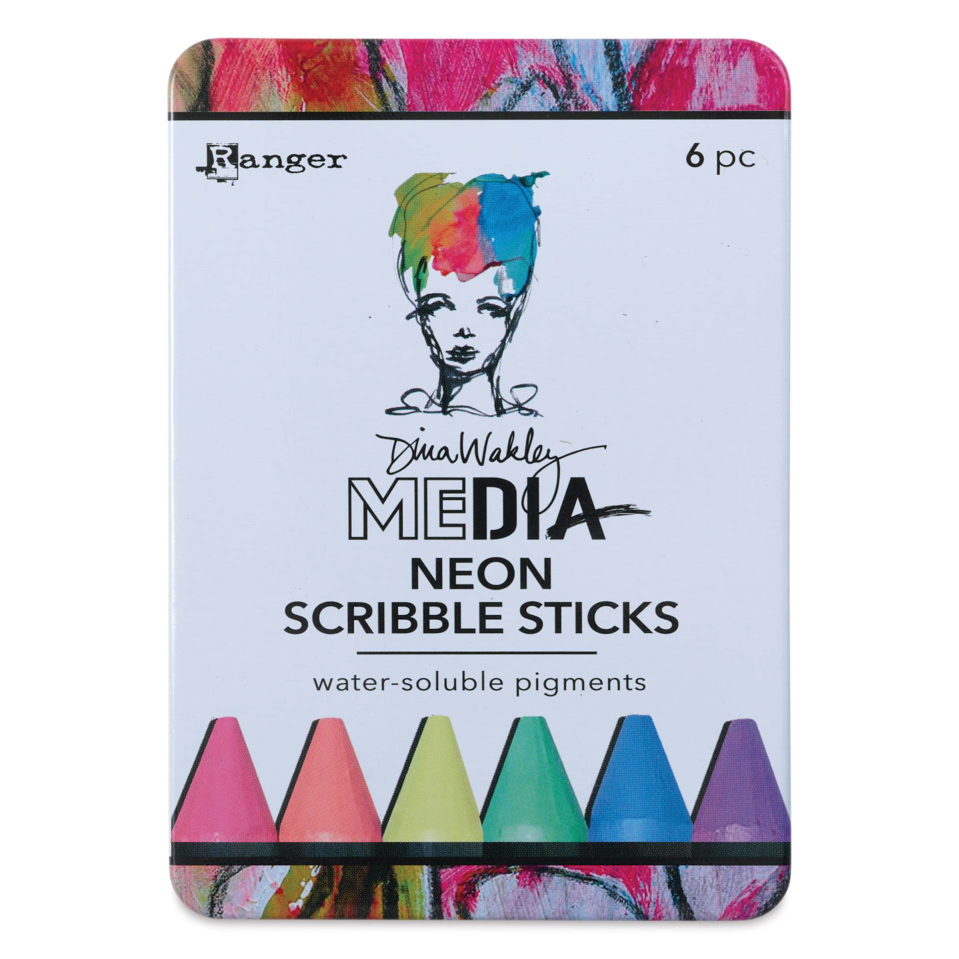 Ranger Dina Wakley Scribble Water-Soluble Pigment Sticks - Set of 6, Neon front of package