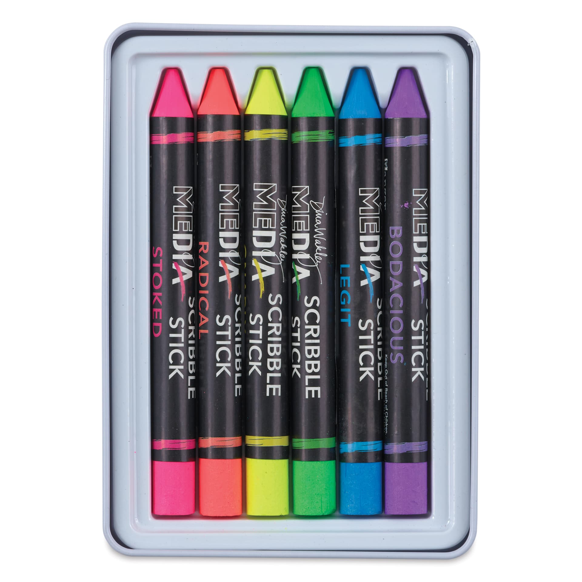 Ranger Dina Wakley Scribble Water-Soluble Pigment Sticks - Set of 6, Neon set contents