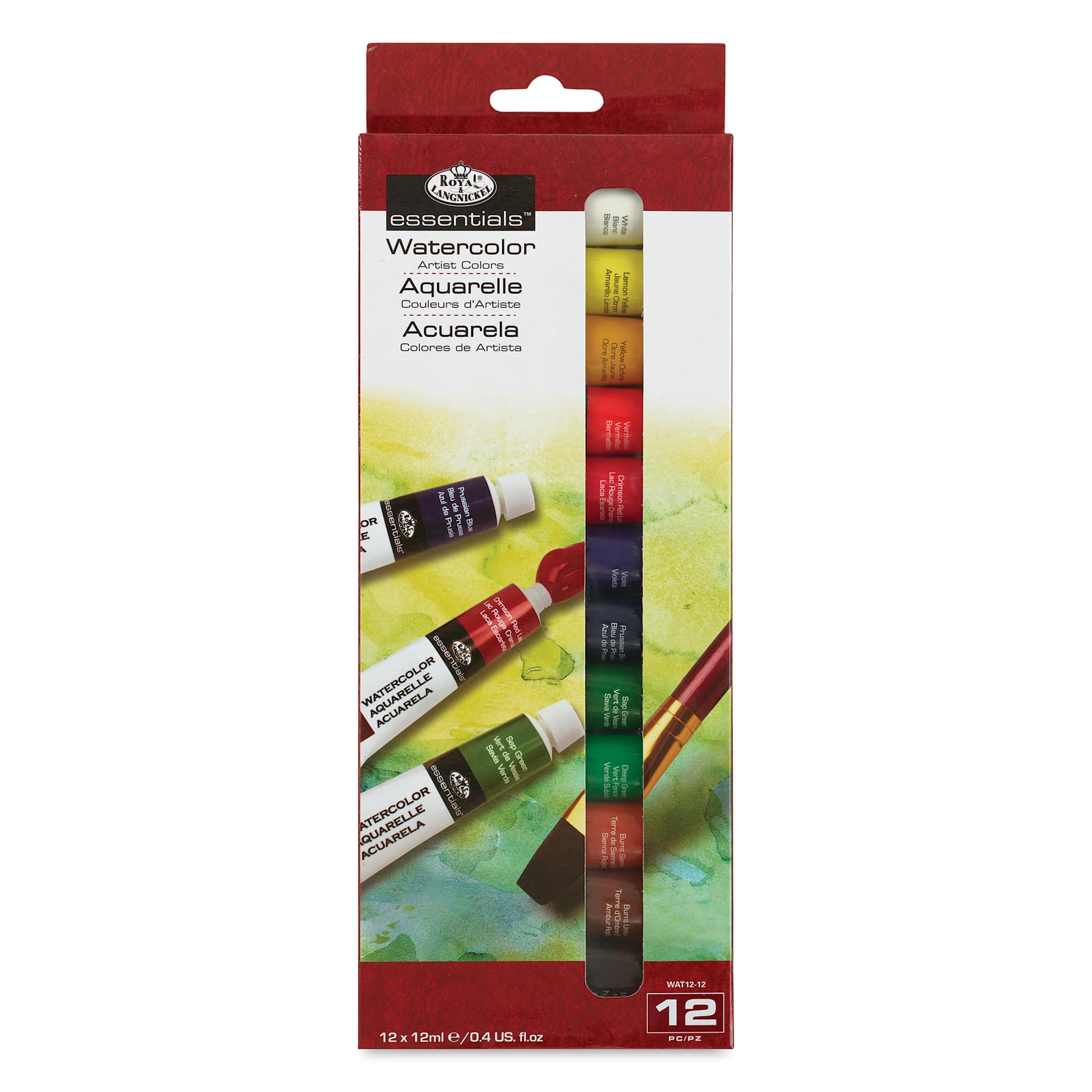 Royal & Langnickel Essentials Watercolor Tubes - Set of 12, 12 ml front of package