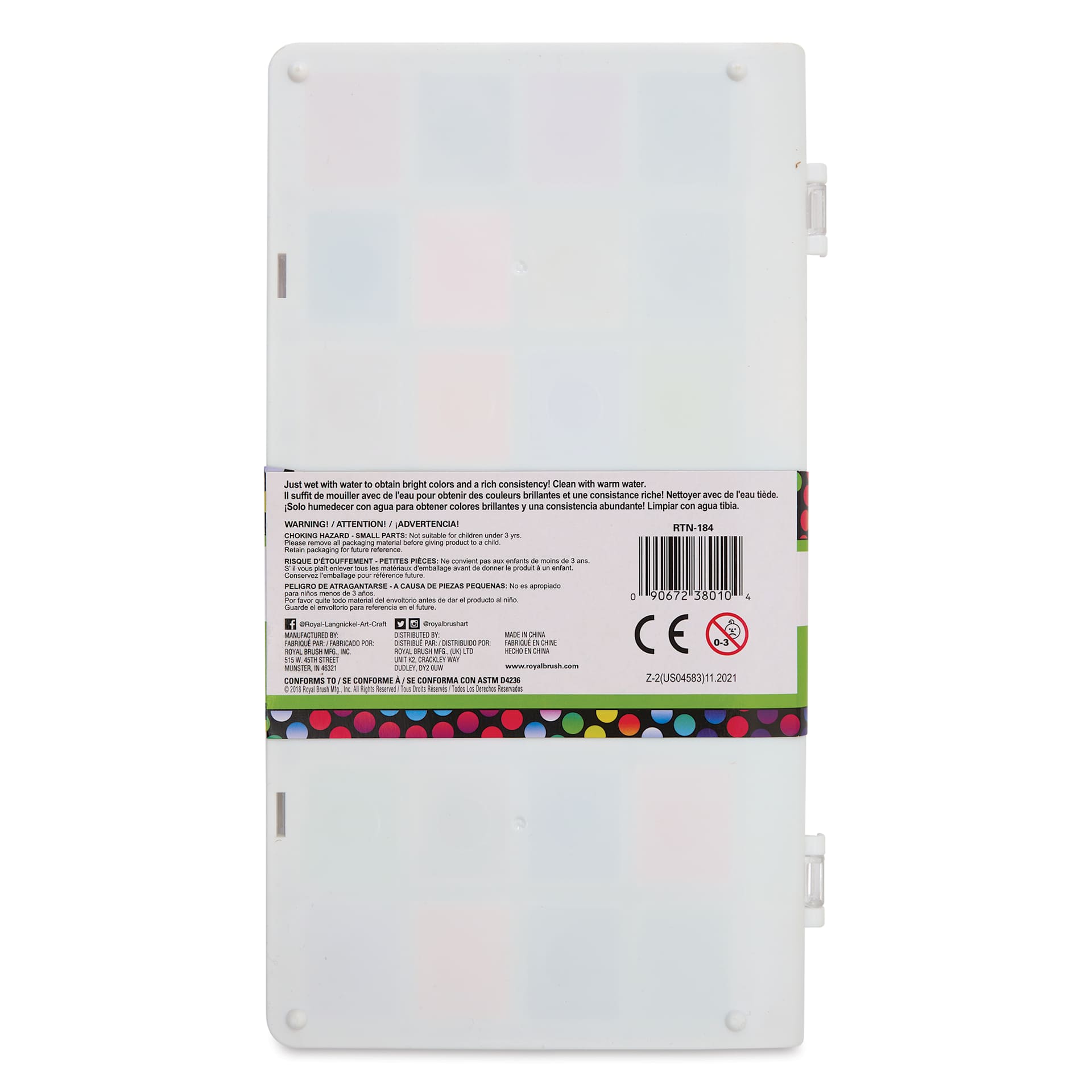 Royal & Langnickel Essentials Watercolor Pan Set - Set of 28, Pearlescent back of package