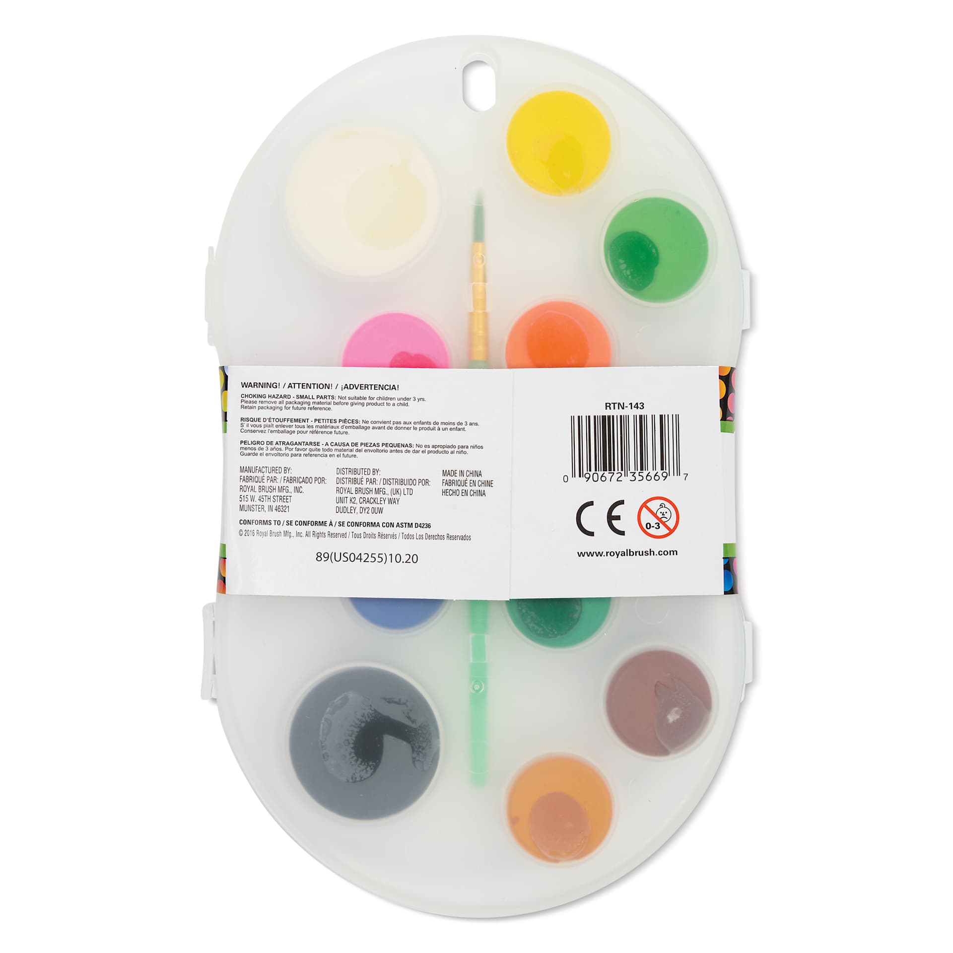 Royal & Langnickel Watercolor Pans - Set of 13, Assorted back of package