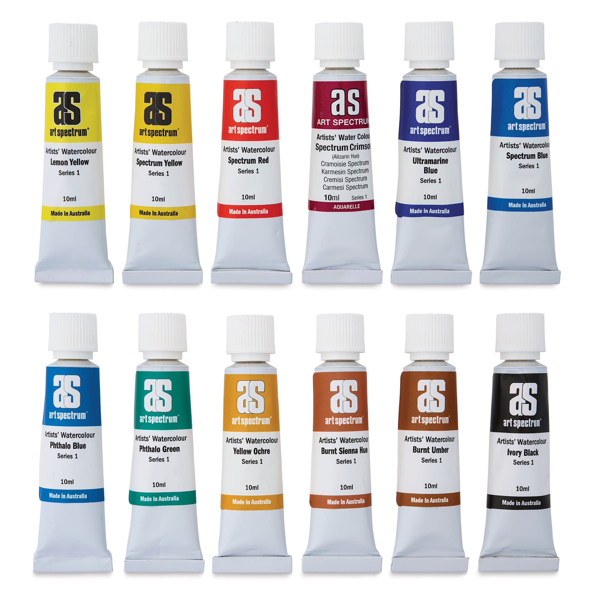 Art Spectrum Artists’ Watercolor Tubes - Set of 12, 10 ml set contents