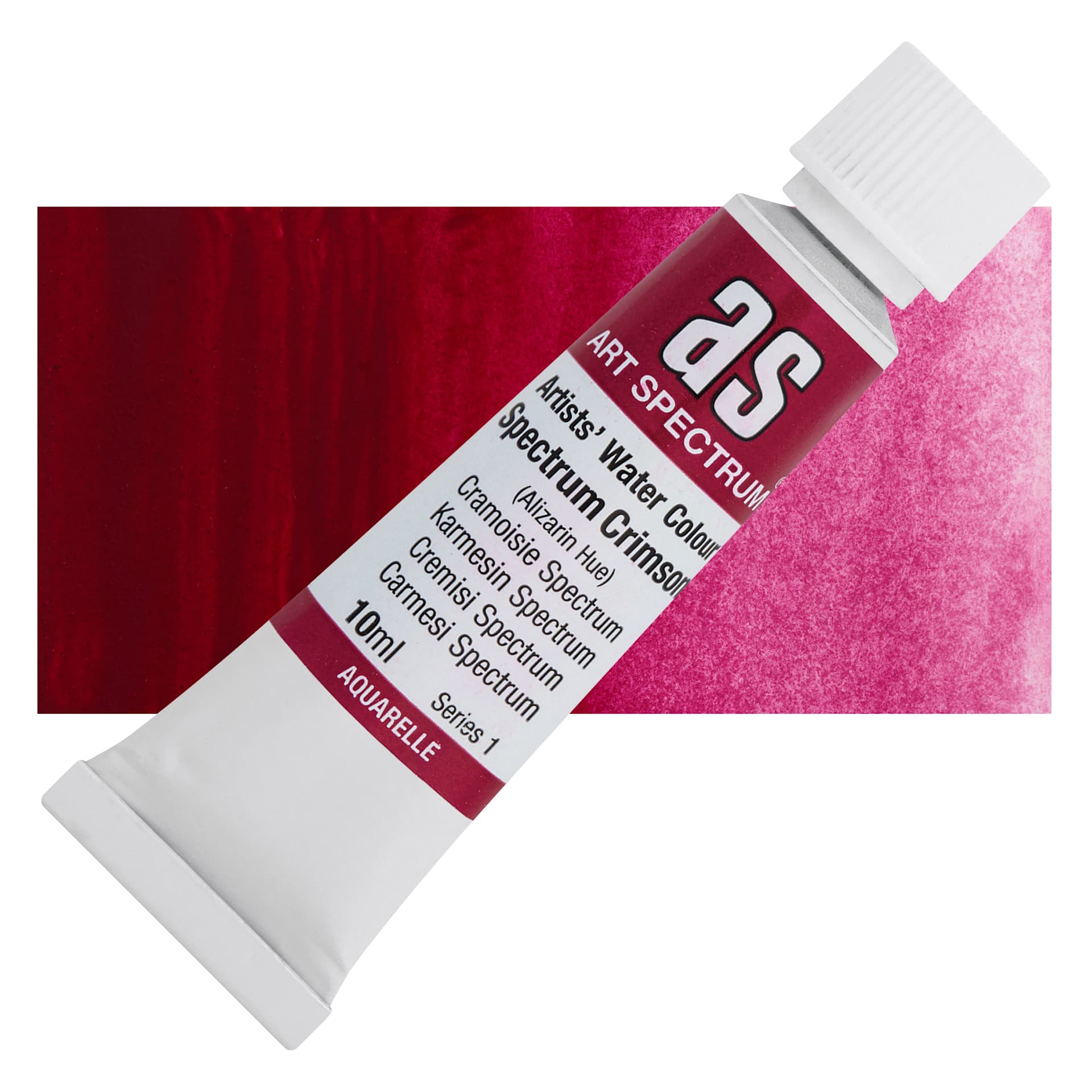 Art Spectrum Artists’ Watercolor Tube - Spectrum Crimson, 10 ml tube and swatch