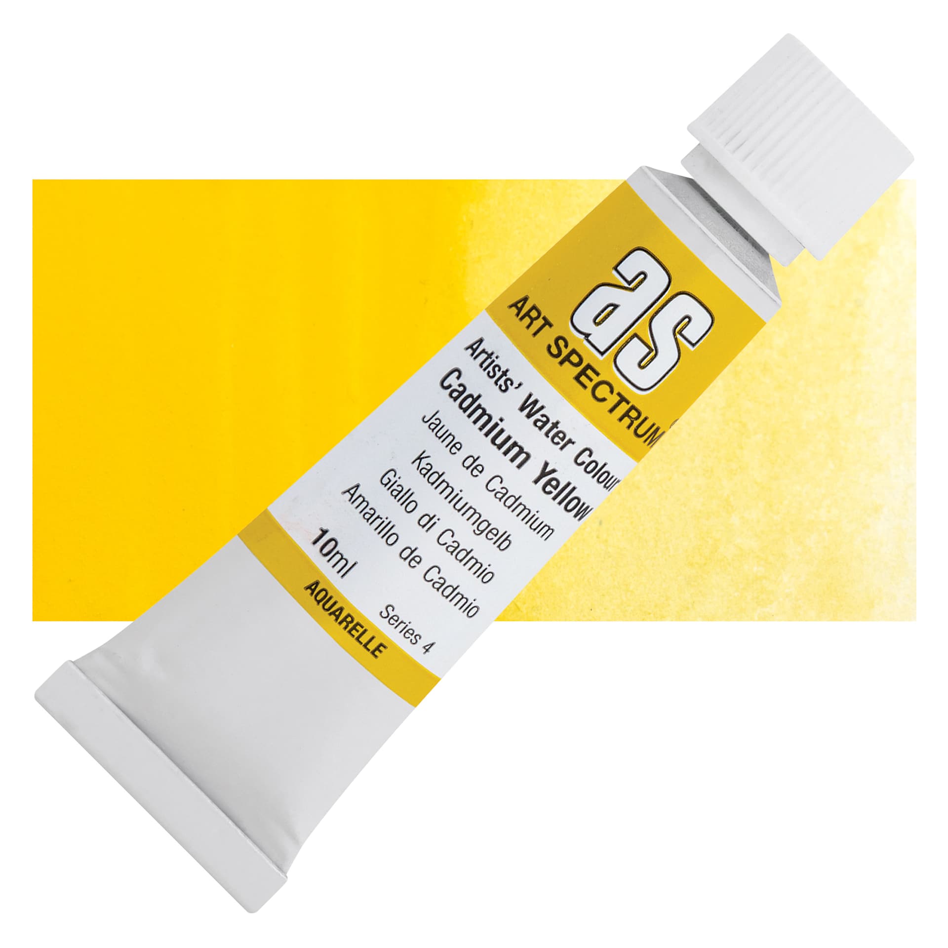 Art Spectrum Artists’ Watercolor Tube - Cadmium Yellow, 10 ml tube and swatch