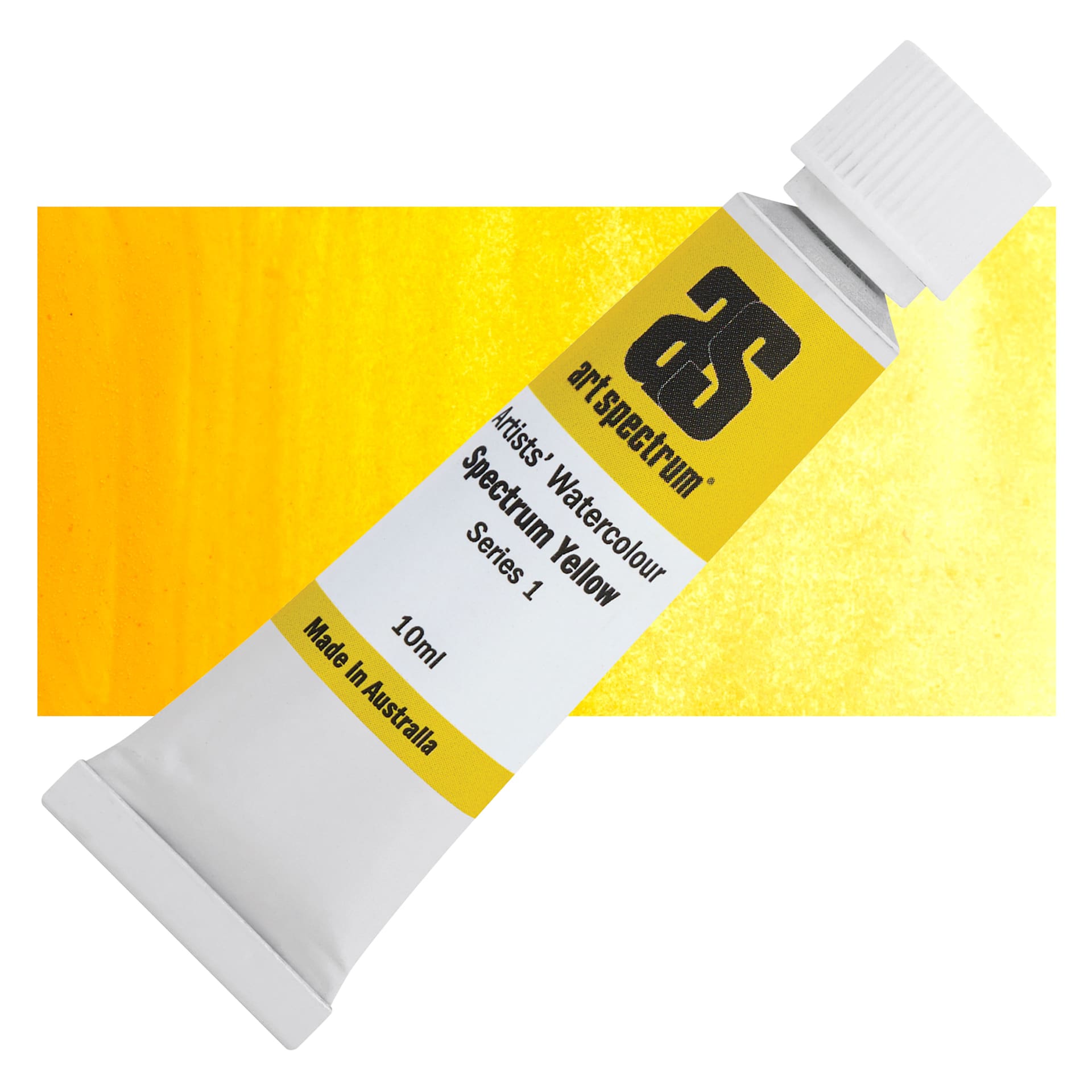 Art Spectrum Artists’ Watercolor Tube - Spectrum Yellow, 10 ml tube and swatch