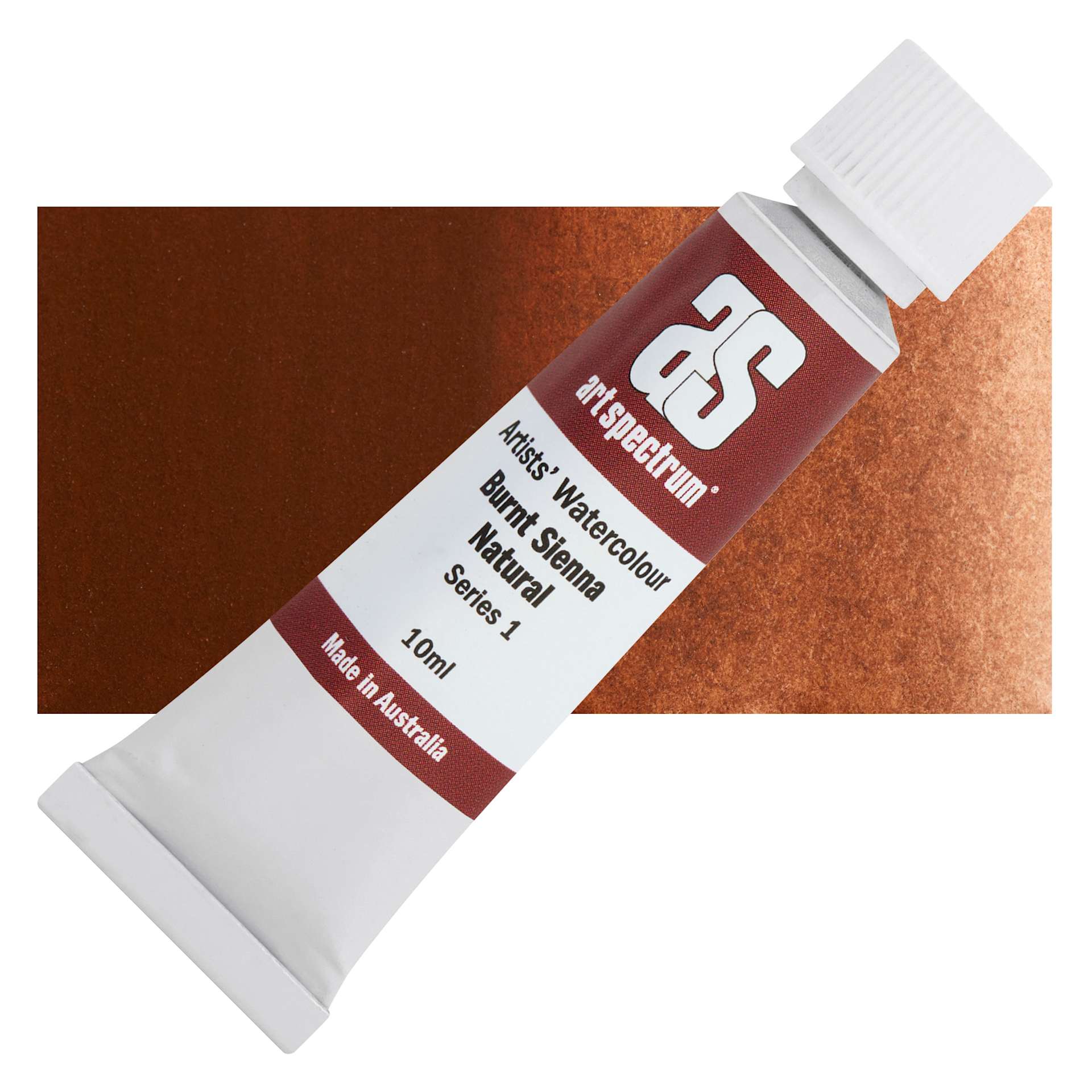 Art Spectrum Artists’ Watercolor Tube - Burnt Sienna, 10 ml tube and swatch