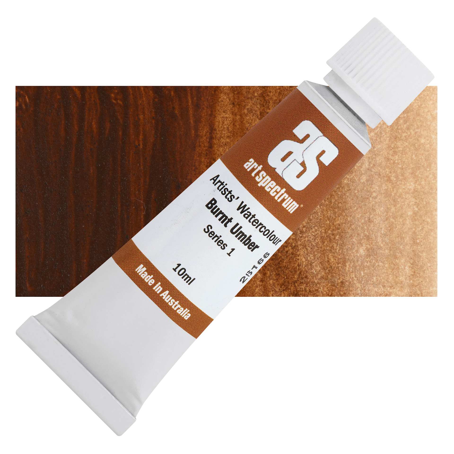 Art Spectrum Artists’ Watercolor Tube - Burnt Umber, 10 ml tube and swatch