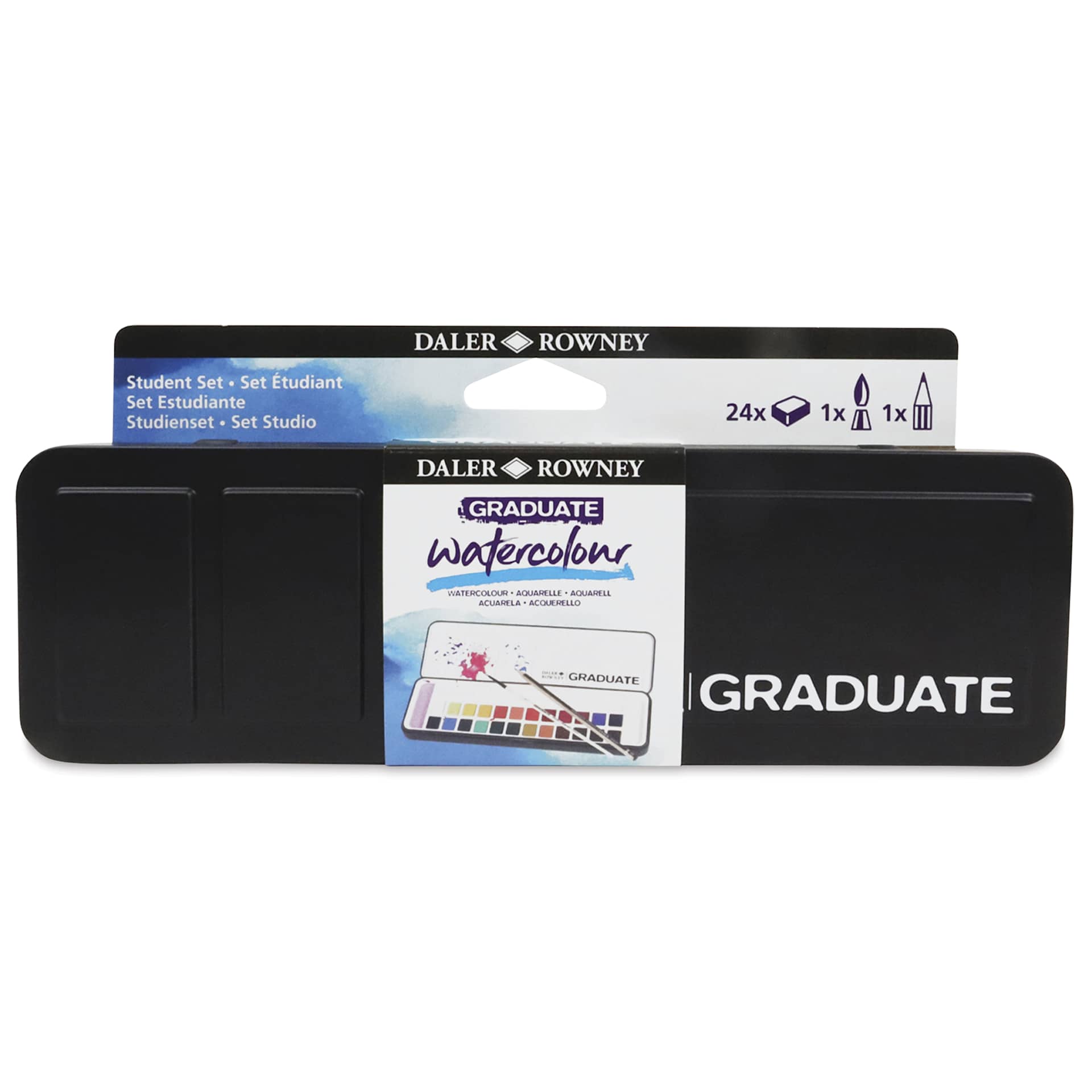 Daler-Rowney Graduate Watercolor Half Pans - Set of 24 front of case