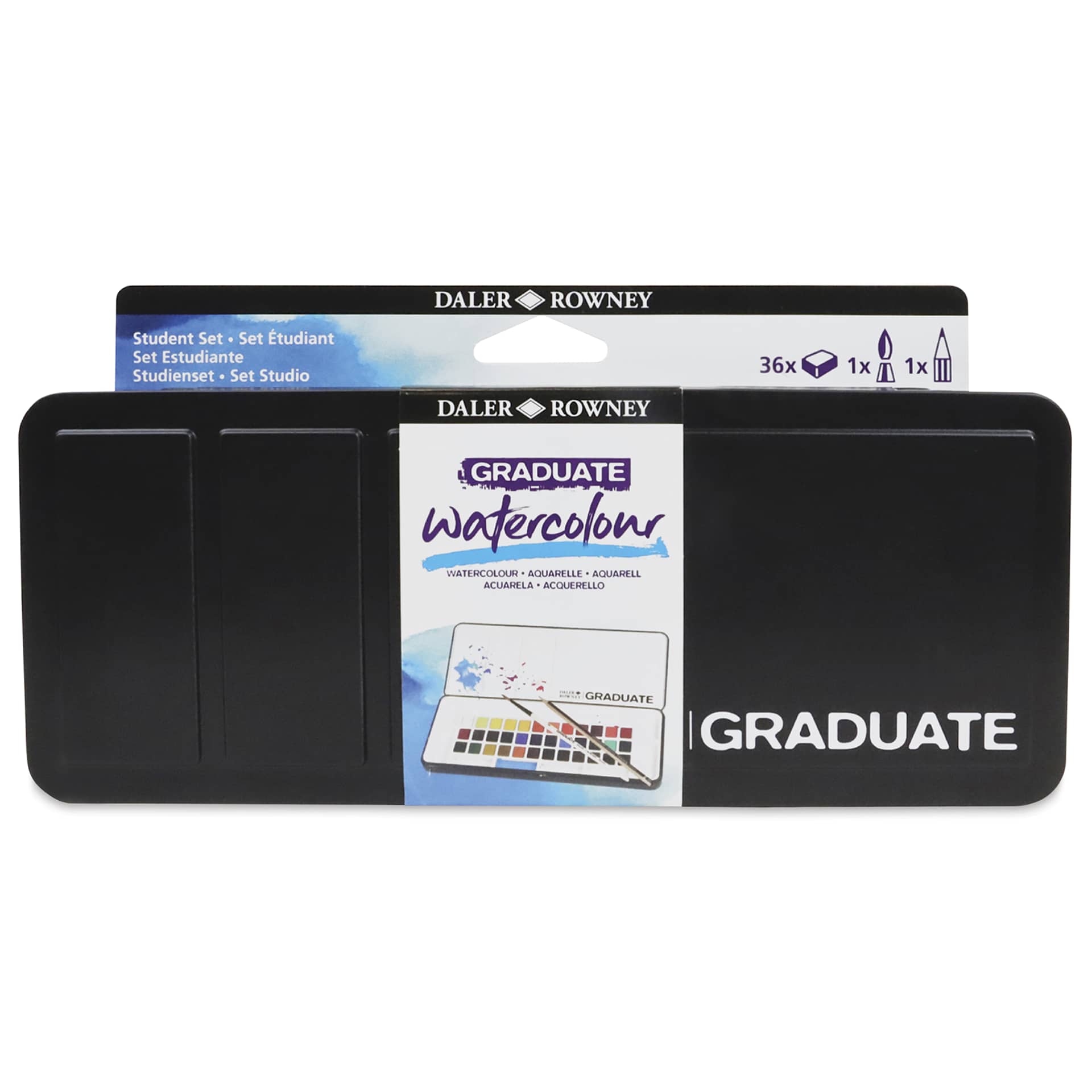 Daler-Rowney Graduate Watercolor Half Pans - Set of 36 top of case