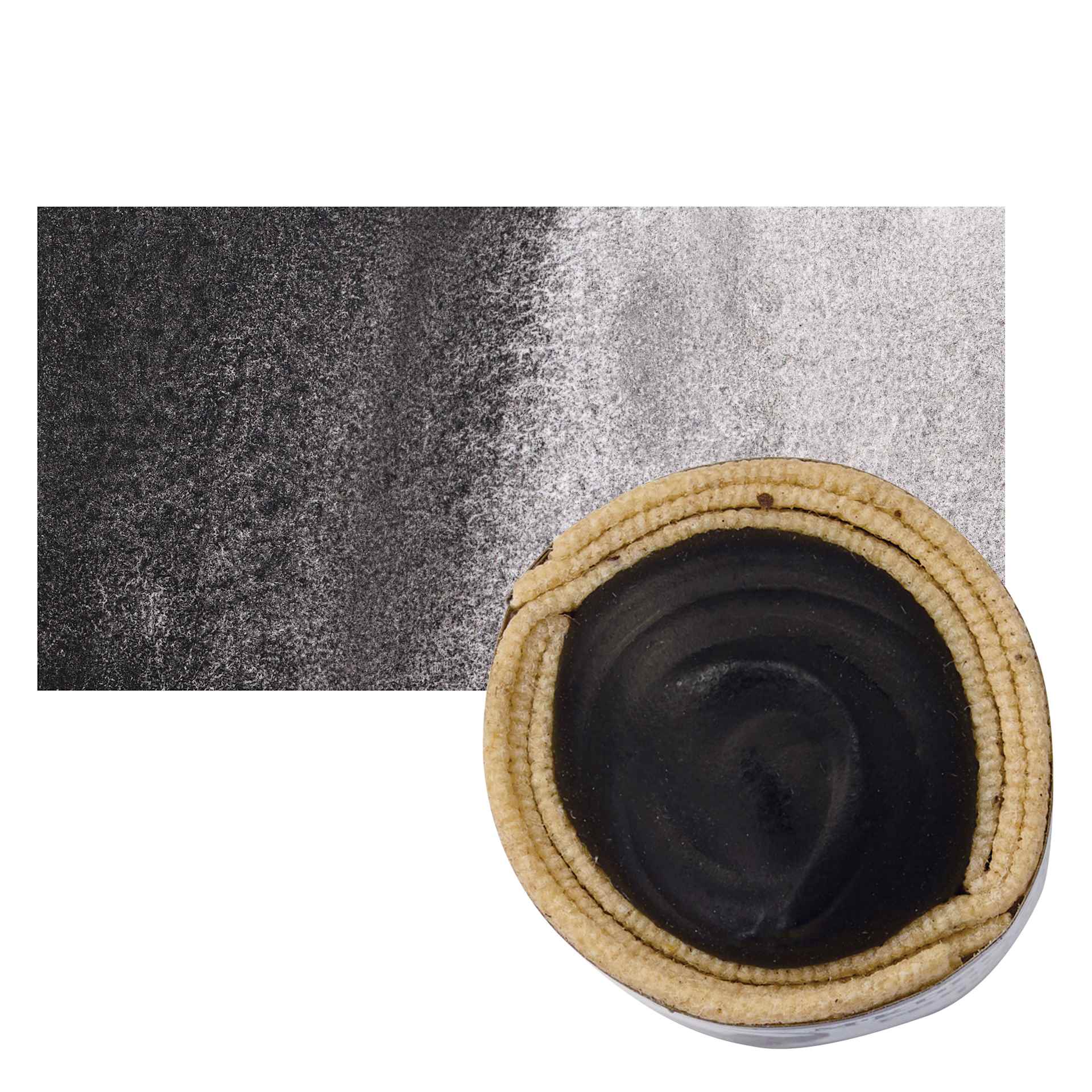 Beam Paints Watercolor Paintstone - Mars Black stone and swatch