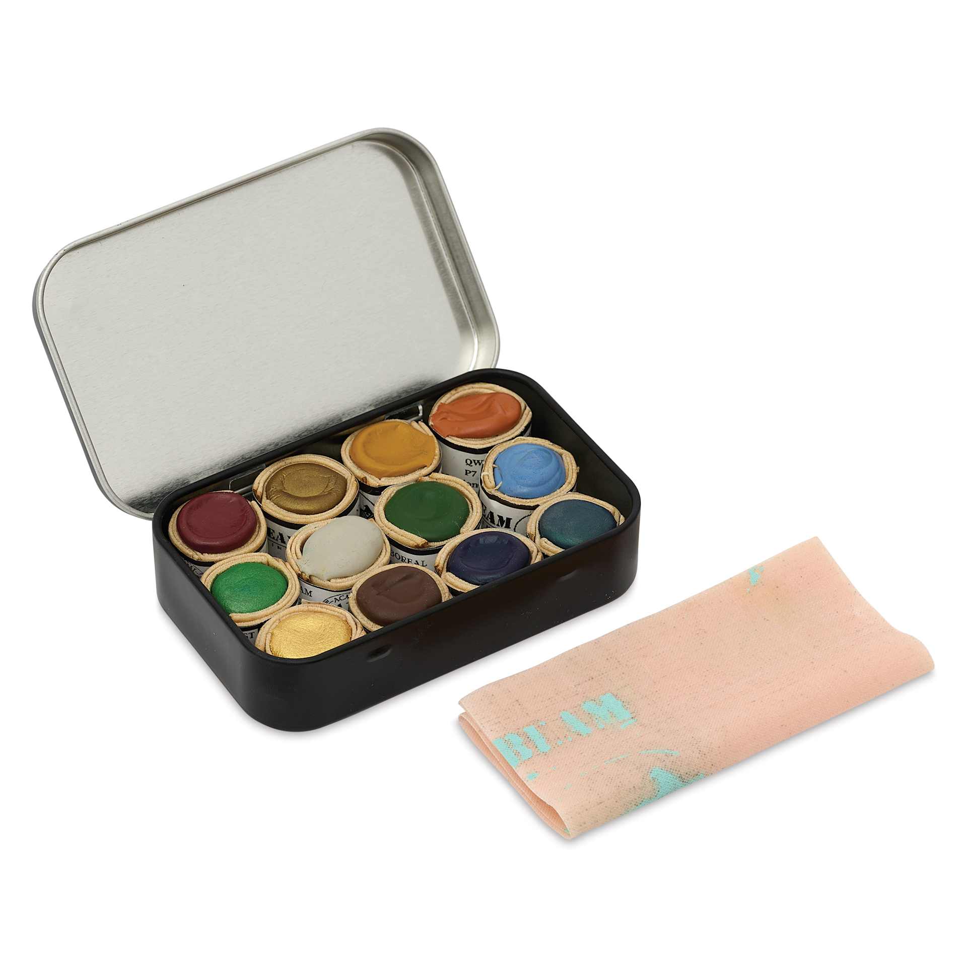 Beam Watercolor Empty Tin - Large, with beeswax cloth, filled with Beam watercolor paintstones (not included)