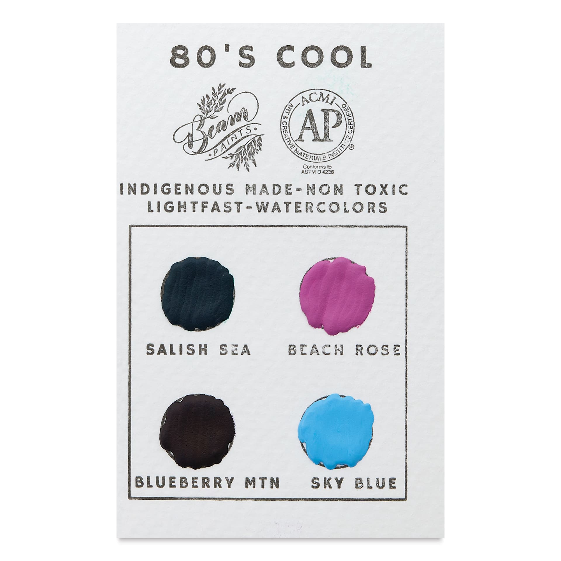 Beam Watercolor Travel Dot Card - 4 colors, 80's Cool