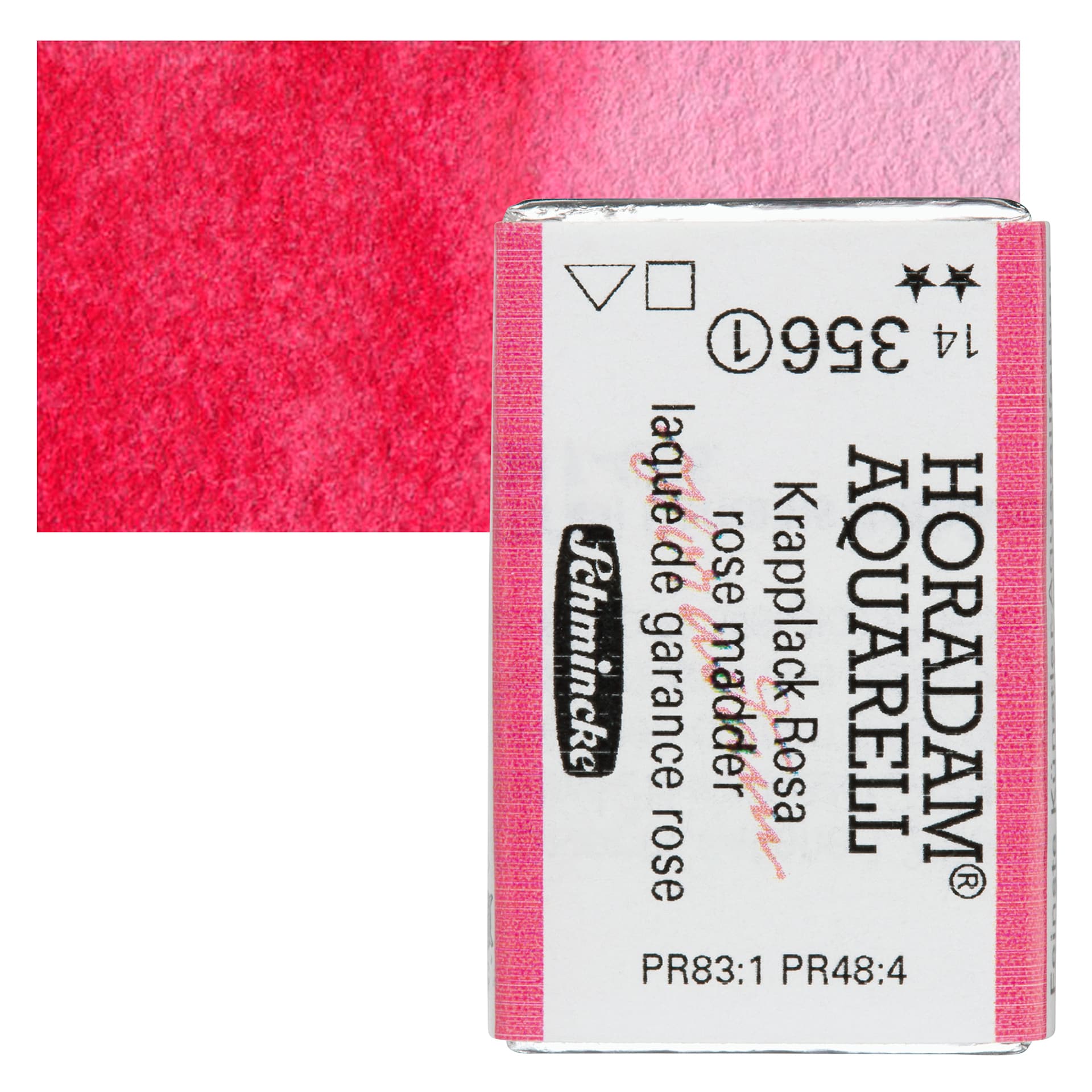 Schmincke Horadam Aquarell Watercolor - Rose Madder, Full Pan and swatch