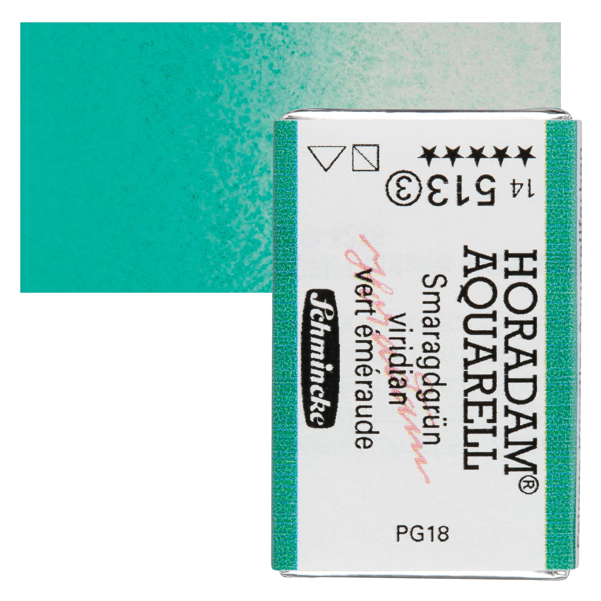 Schmincke Horadam Aquarell Watercolor - Viridian, Full Pan and swatch