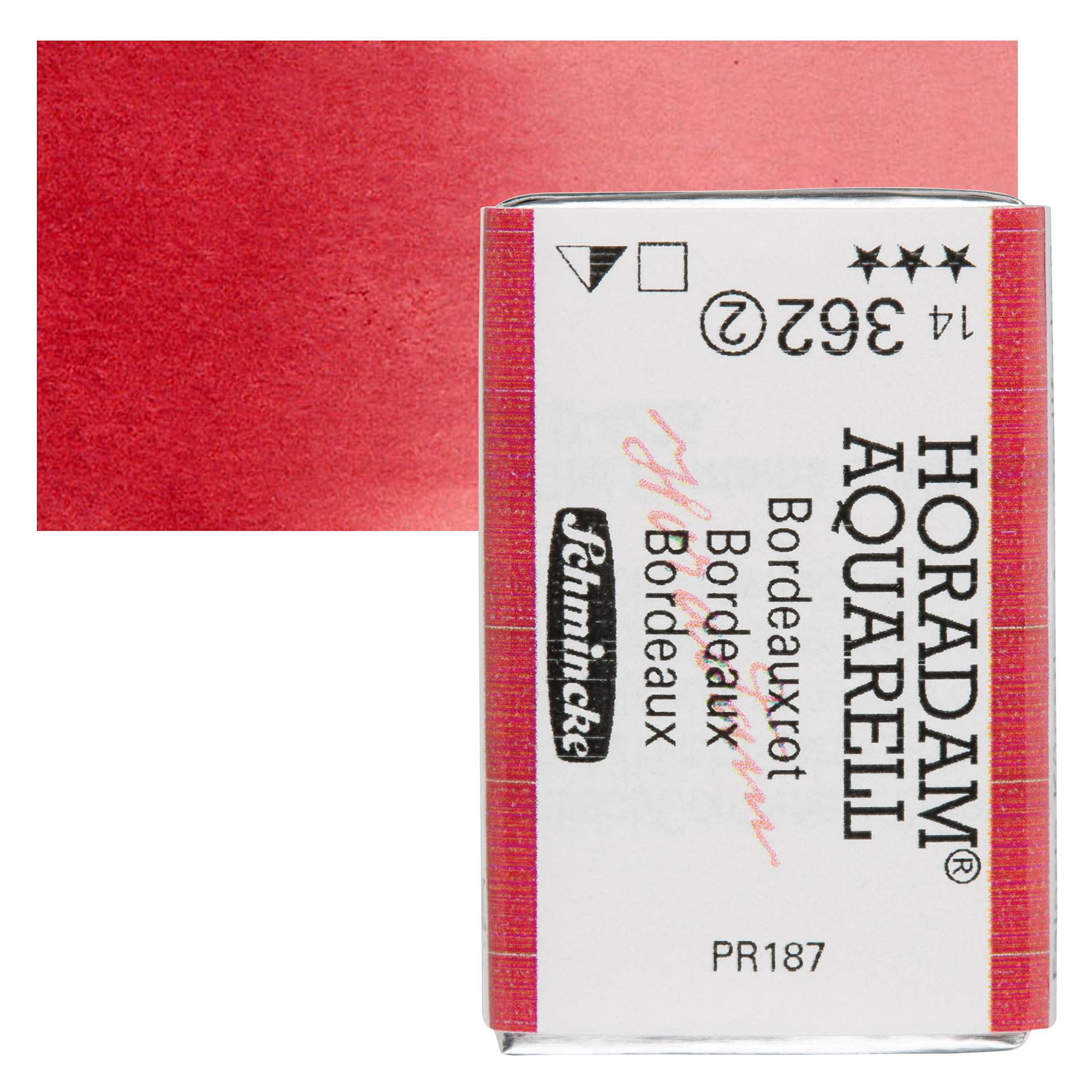 Schmincke Horadam Aquarell Watercolor - Bordeaux, Full Pan and swatch