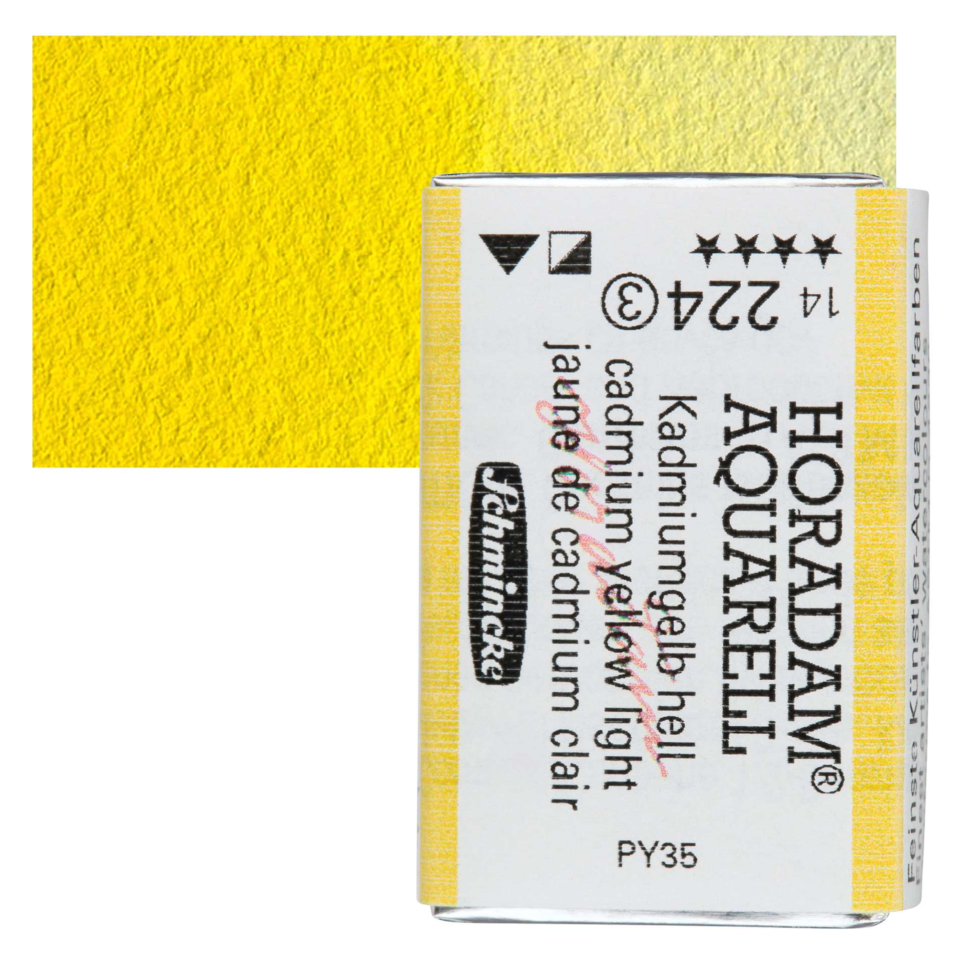 Schmincke Horadam Aquarell Watercolor - Cadmium Yellow Light, Full Pan and swatch