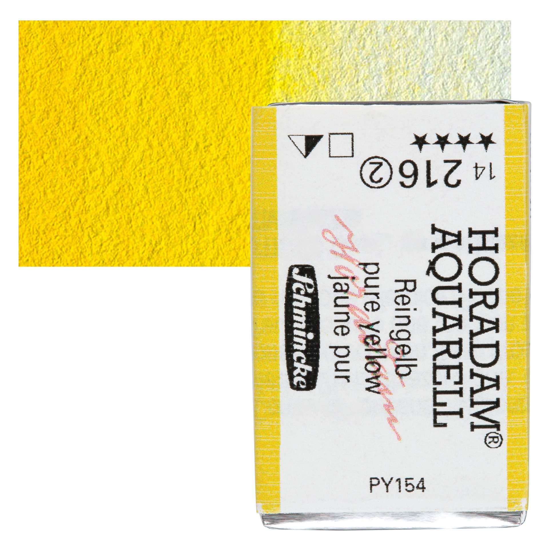 Schmincke Horadam Aquarell Watercolor - Pure Yellow, Full Pan and swatch