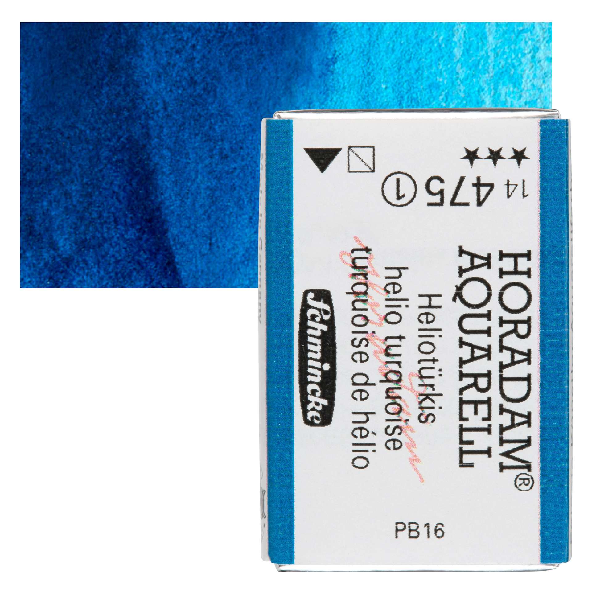 Schmincke Horadam Aquarell Watercolor - Helio Turquoise, Full Pan and swatch
