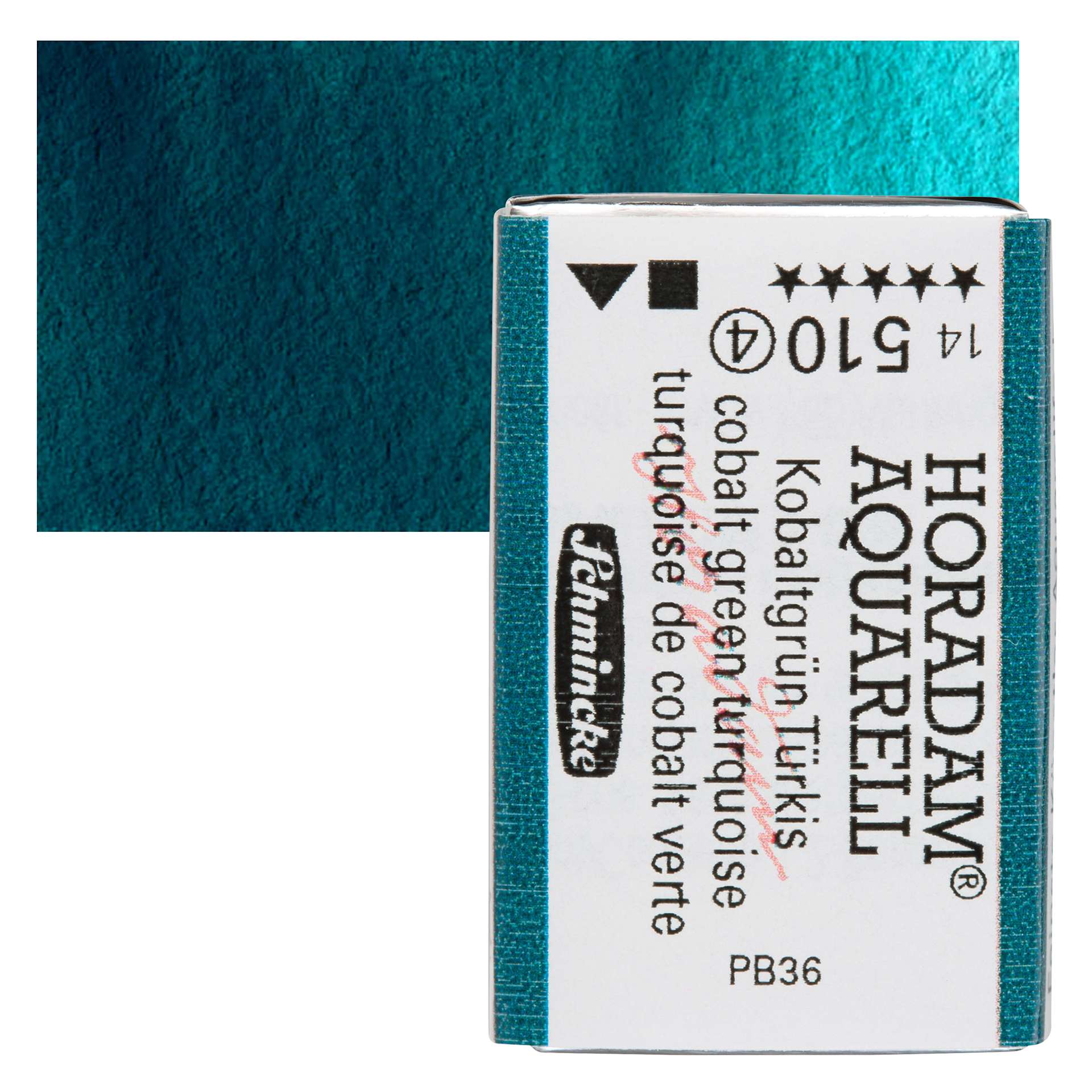 Schmincke Horadam Aquarell Watercolor - Cobalt Green Turquoise, Full Pan and swatch