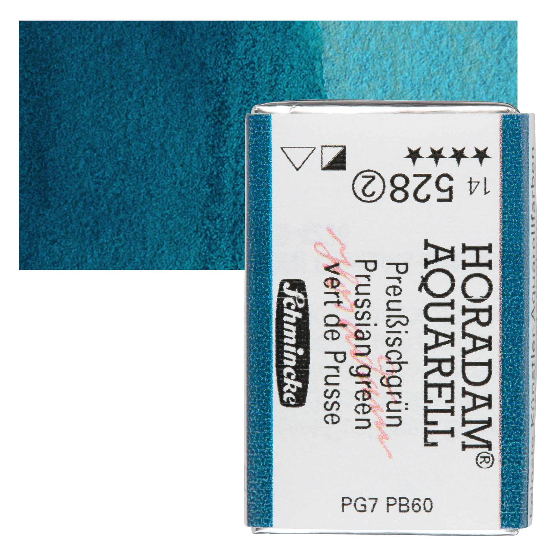 Schmincke Horadam Aquarell Watercolor - Prussian Green, Full Pan and swatch