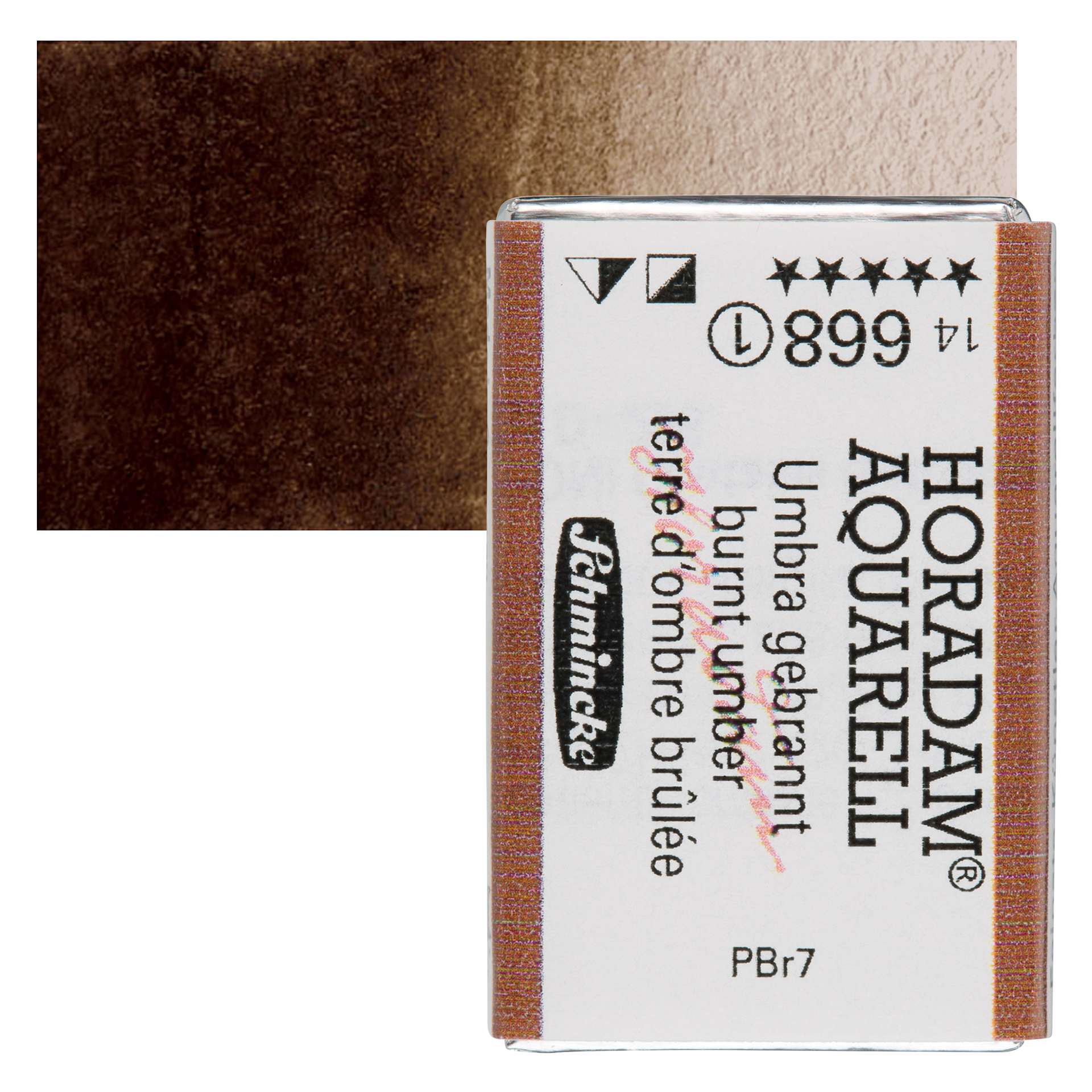 Schmincke Horadam Aquarell Watercolor - Burnt Umber, Full Pan and swatch