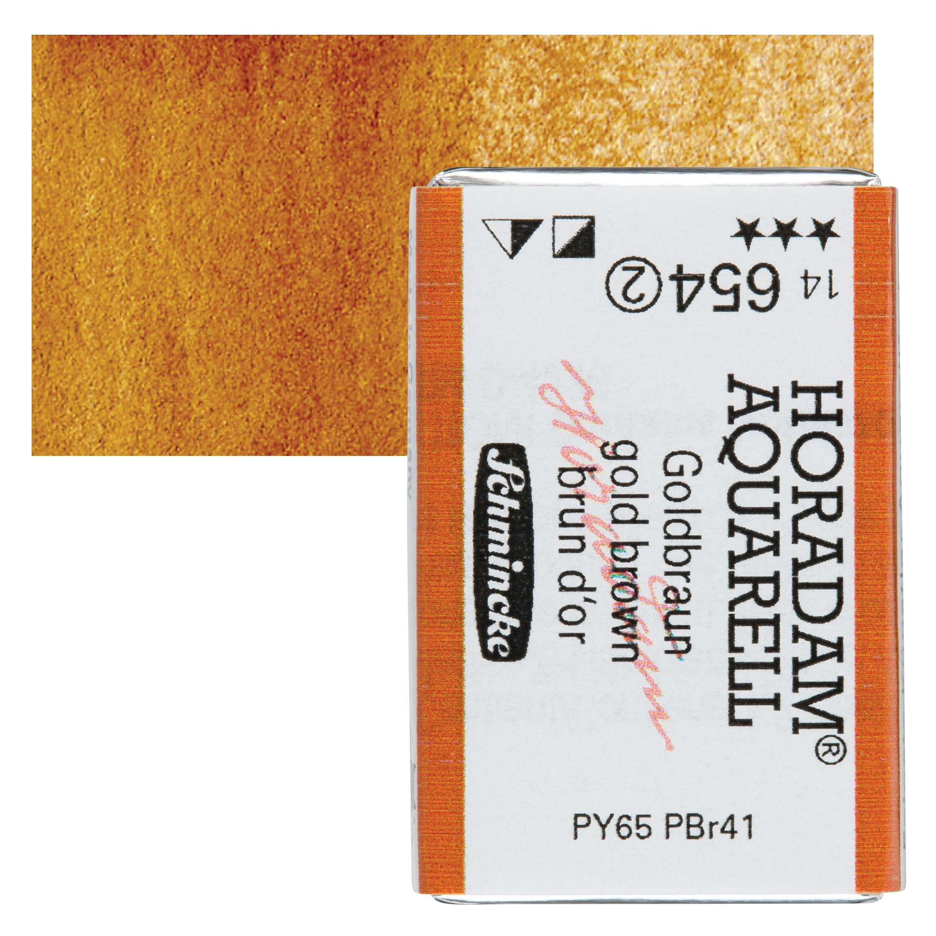 Schmincke Horadam Aquarell Watercolor - Gold Brown, Full Pan and swatch