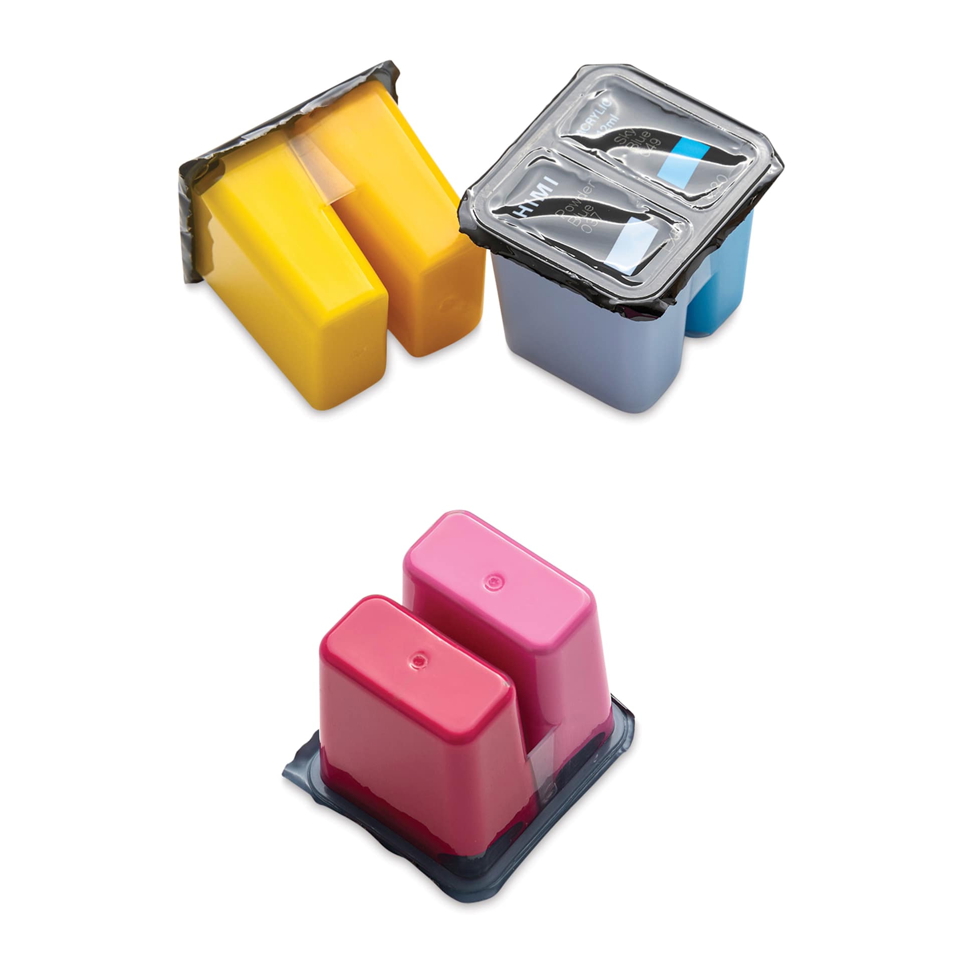 Himi Jelly Acrylic Paints in red, yellow, and blue