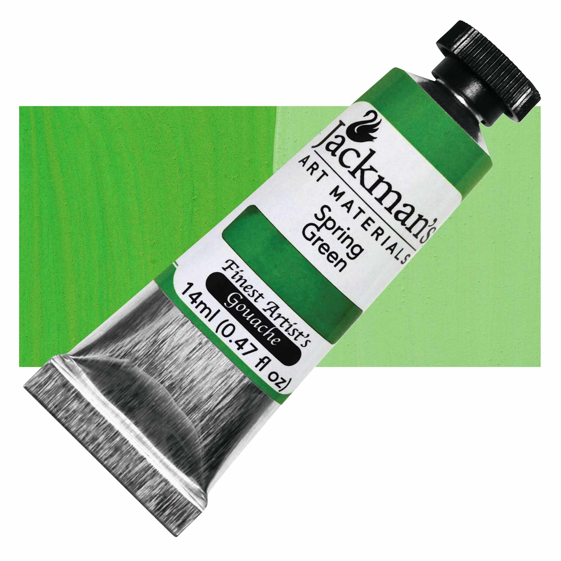 Jackman's Finest Artists' Gouache - Spring Green, 14 ml tube and swatch