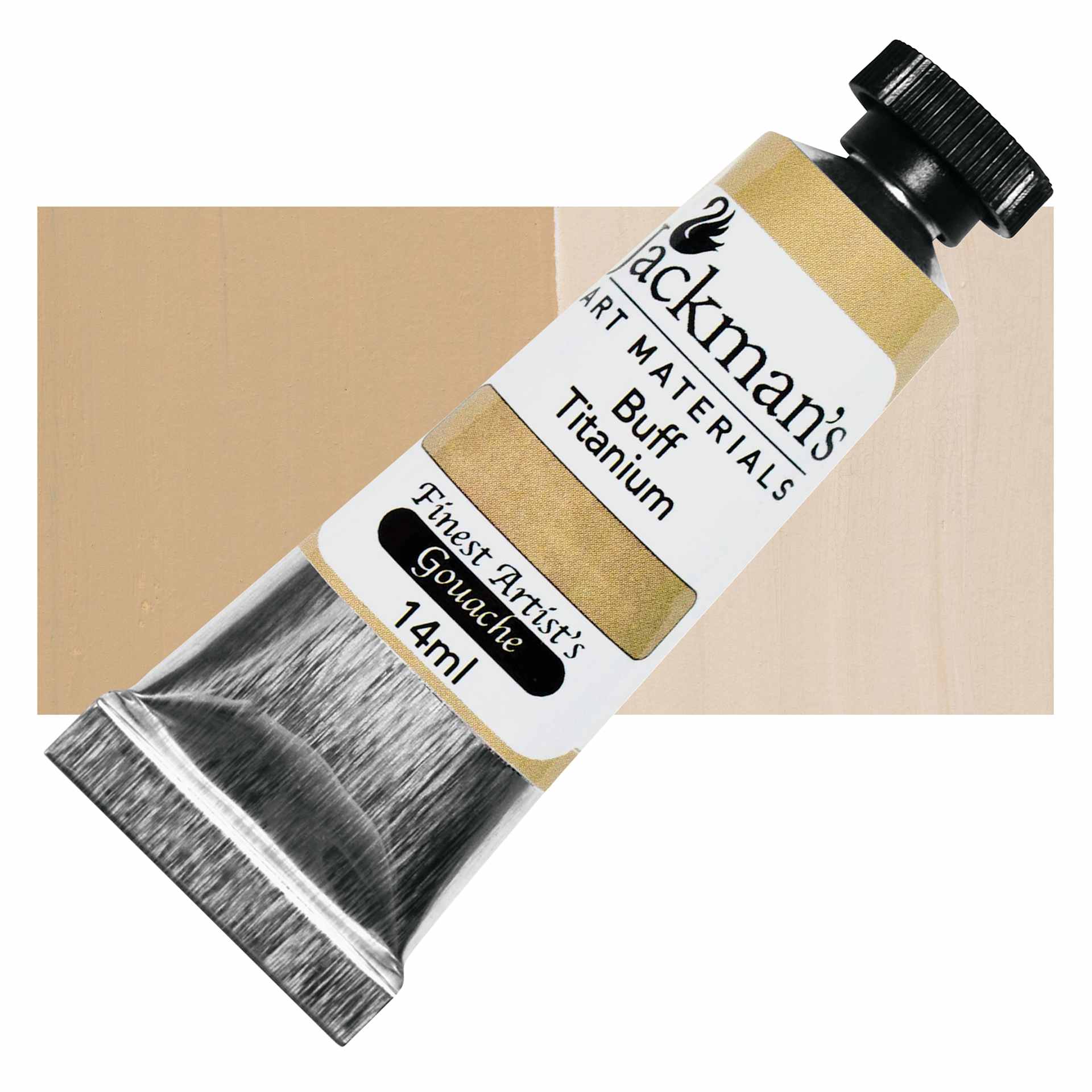 Jackman's Finest Artists' Gouache - Buff Titanium, 14 ml tube and swatch