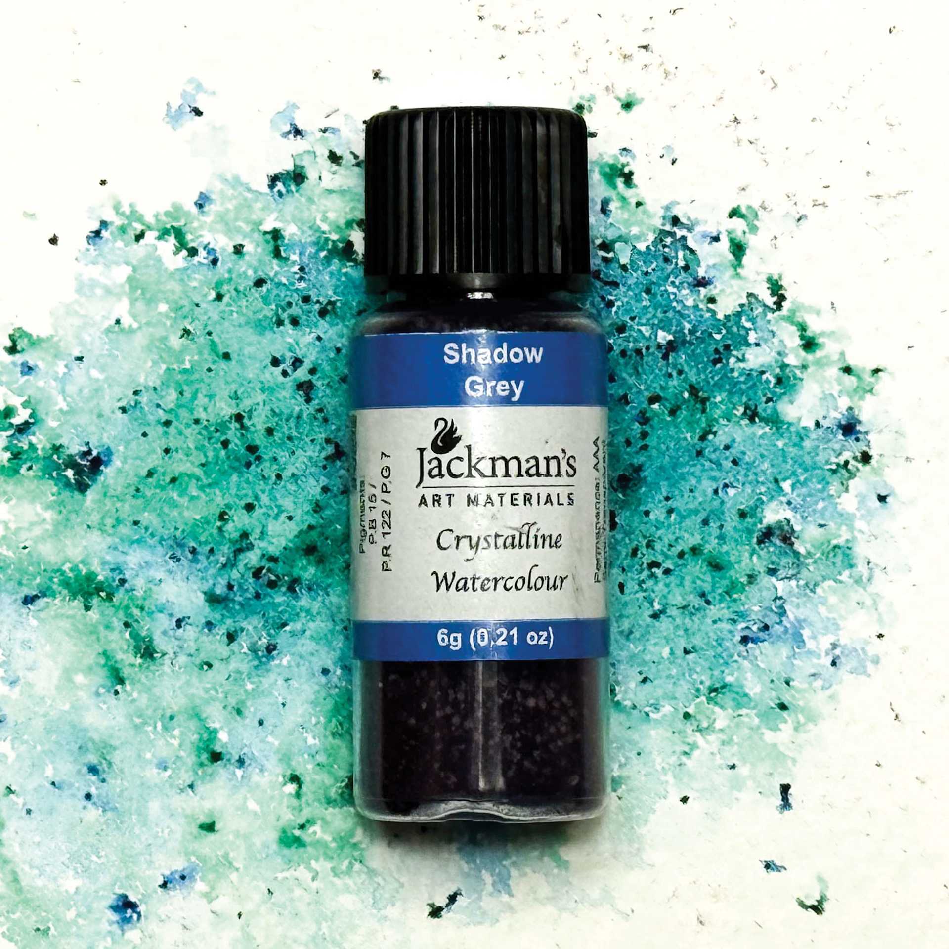 Jackman's Crystalline Powder Watercolor - Shadow Grey, 6 g bottle and swatch