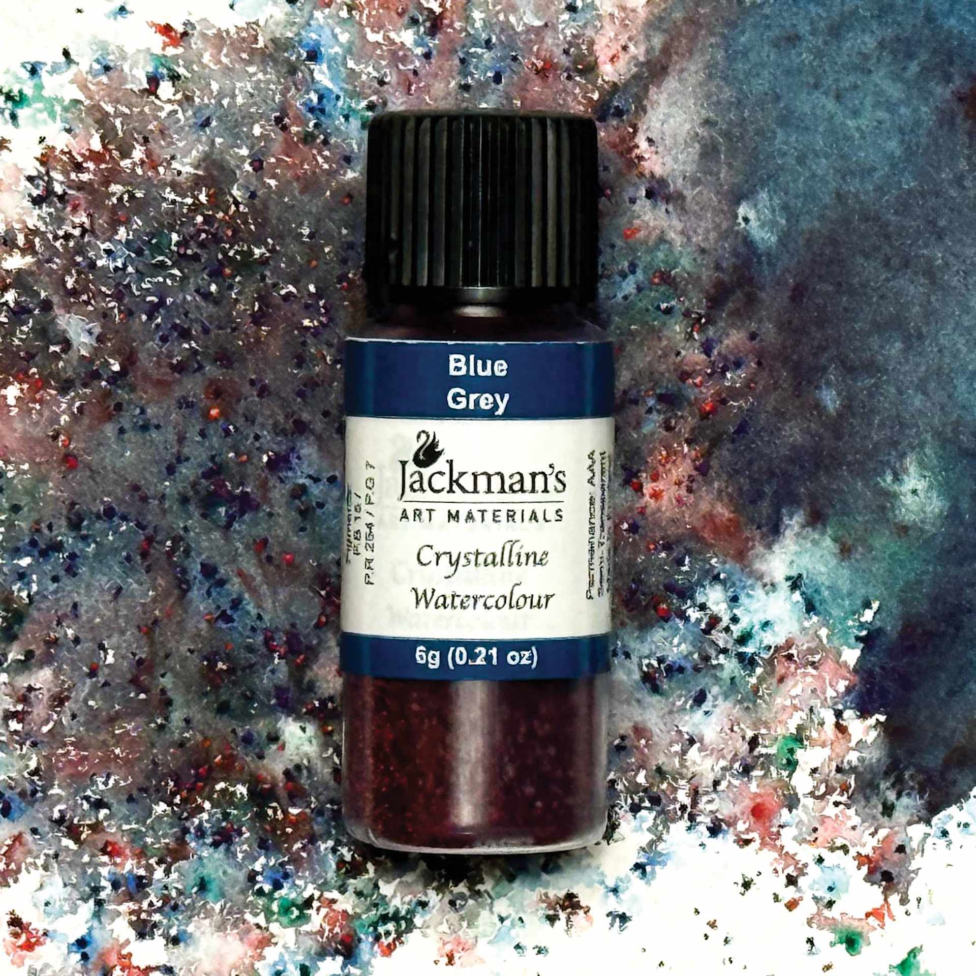 Jackman's Crystalline Powder Watercolor - Blue Grey, 6 g bottle and swatch