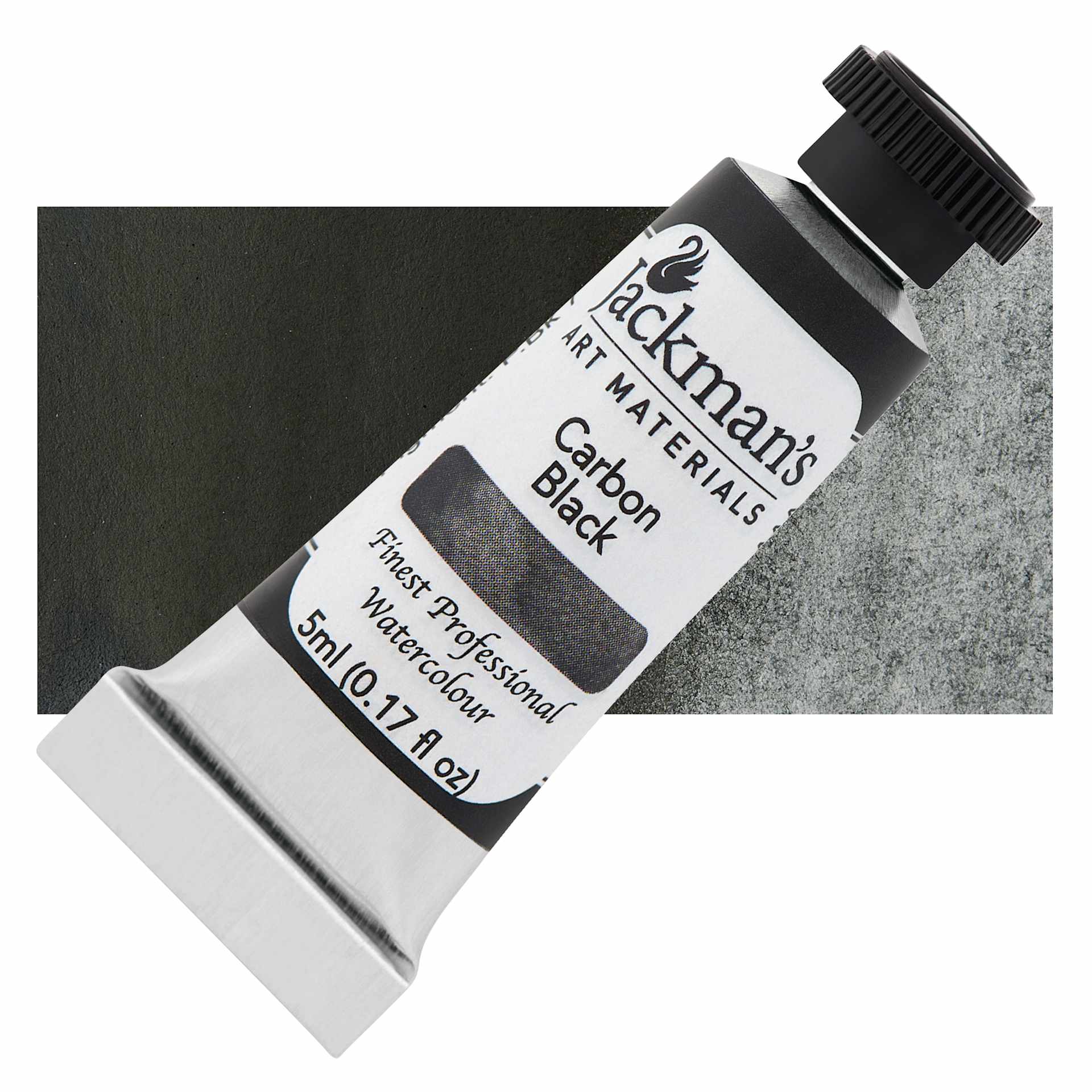 Jackman's Finest Professional Watercolour - Carbon Black, 5 ml Tube and Swatch