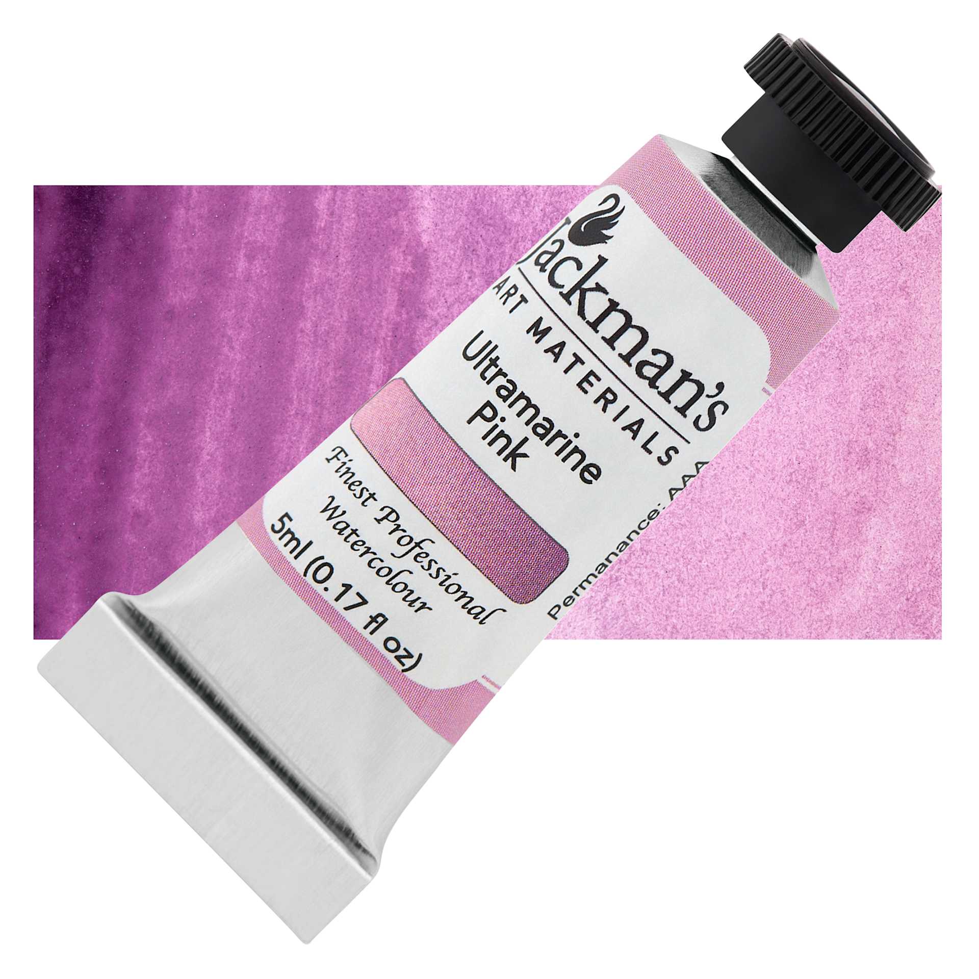 Jackman's Finest Professional Watercolour - Ultramarine Pink, 5 ml Tube and Swatch