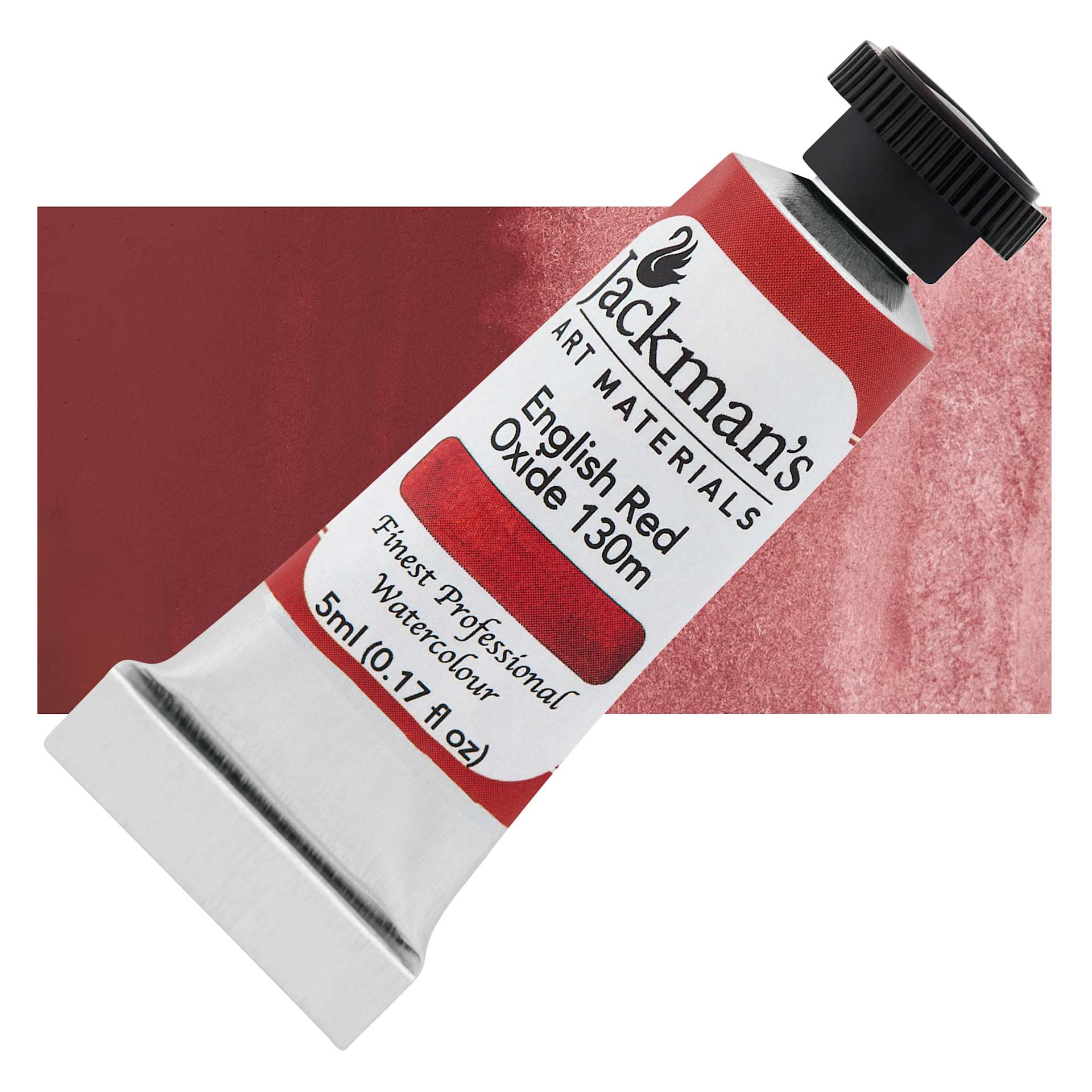 Jackman's Finest Professional Watercolour - English Red Oxide 130m, 5 ml Tube and Swatch
