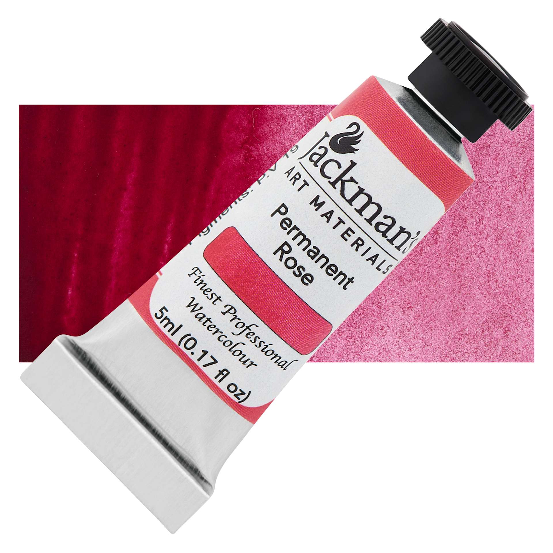 Jackman's Finest Professional Watercolour - Permanent Rose, 5 ml Tube and Swatch