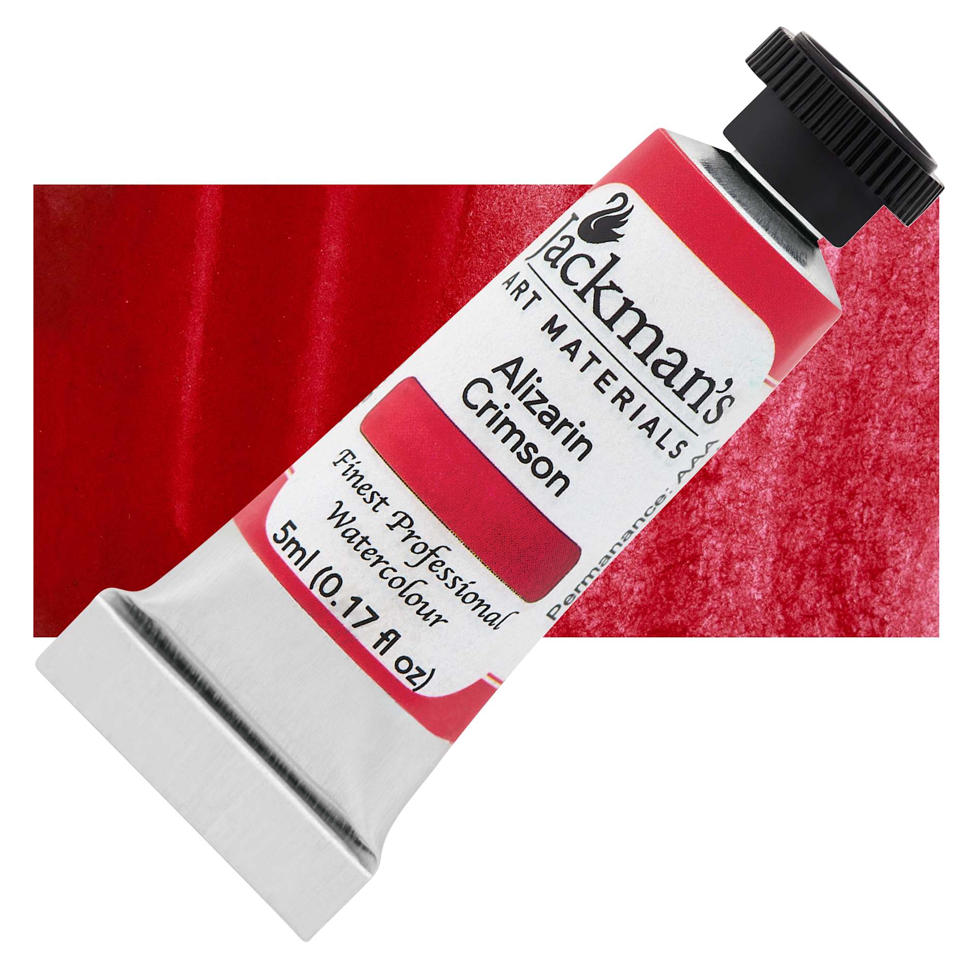 Jackman's Finest Professional Watercolour - Alizarin Crimson, 5 ml Tube and Swatch