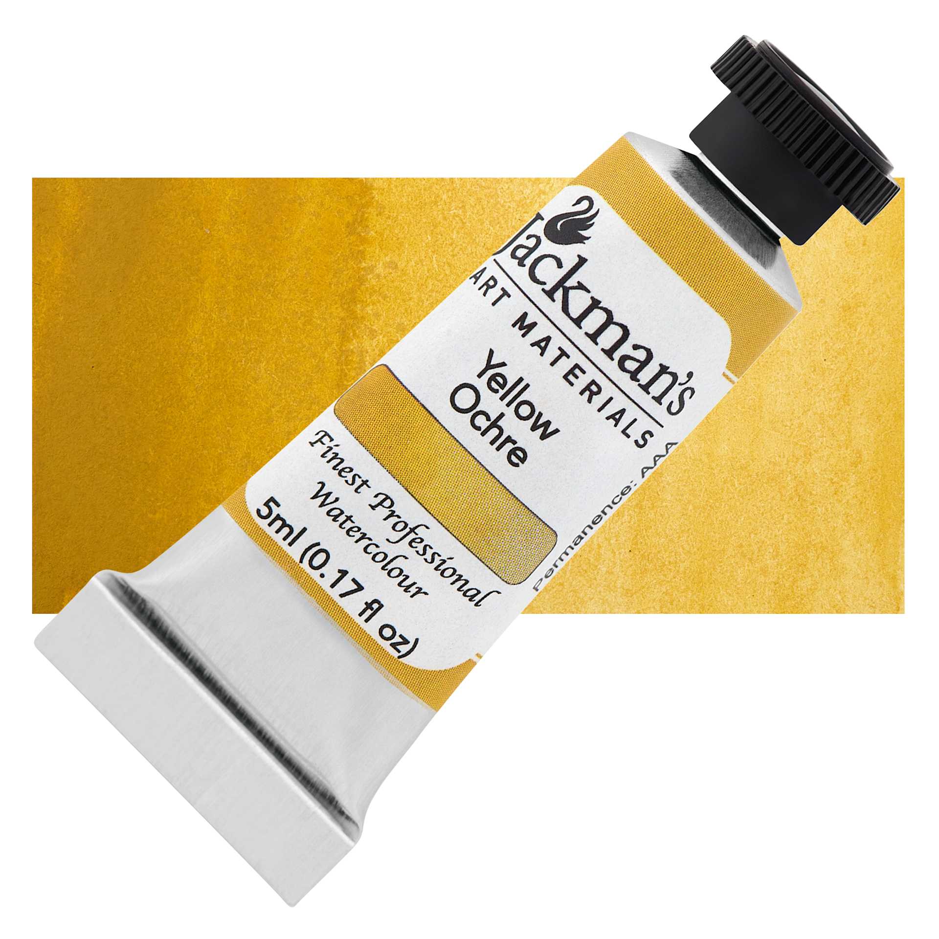 Jackman's Finest Professional Watercolour - Yellow Ochre, 5 ml Tube and Swatch