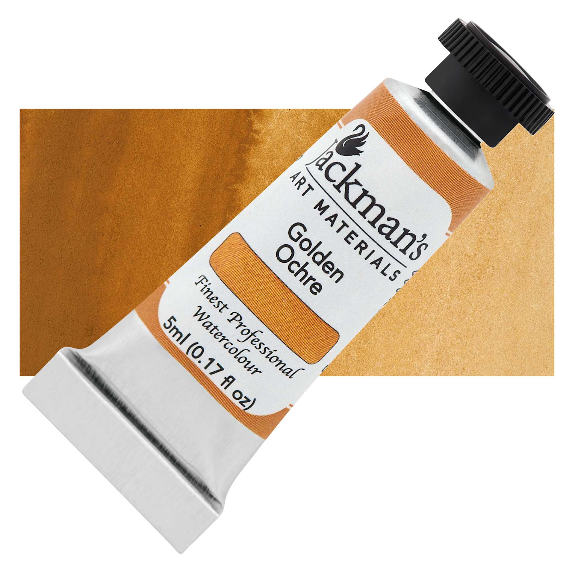 Jackman's Finest Professional Watercolour - Golden Ochre, 5 ml Tube and Swatch