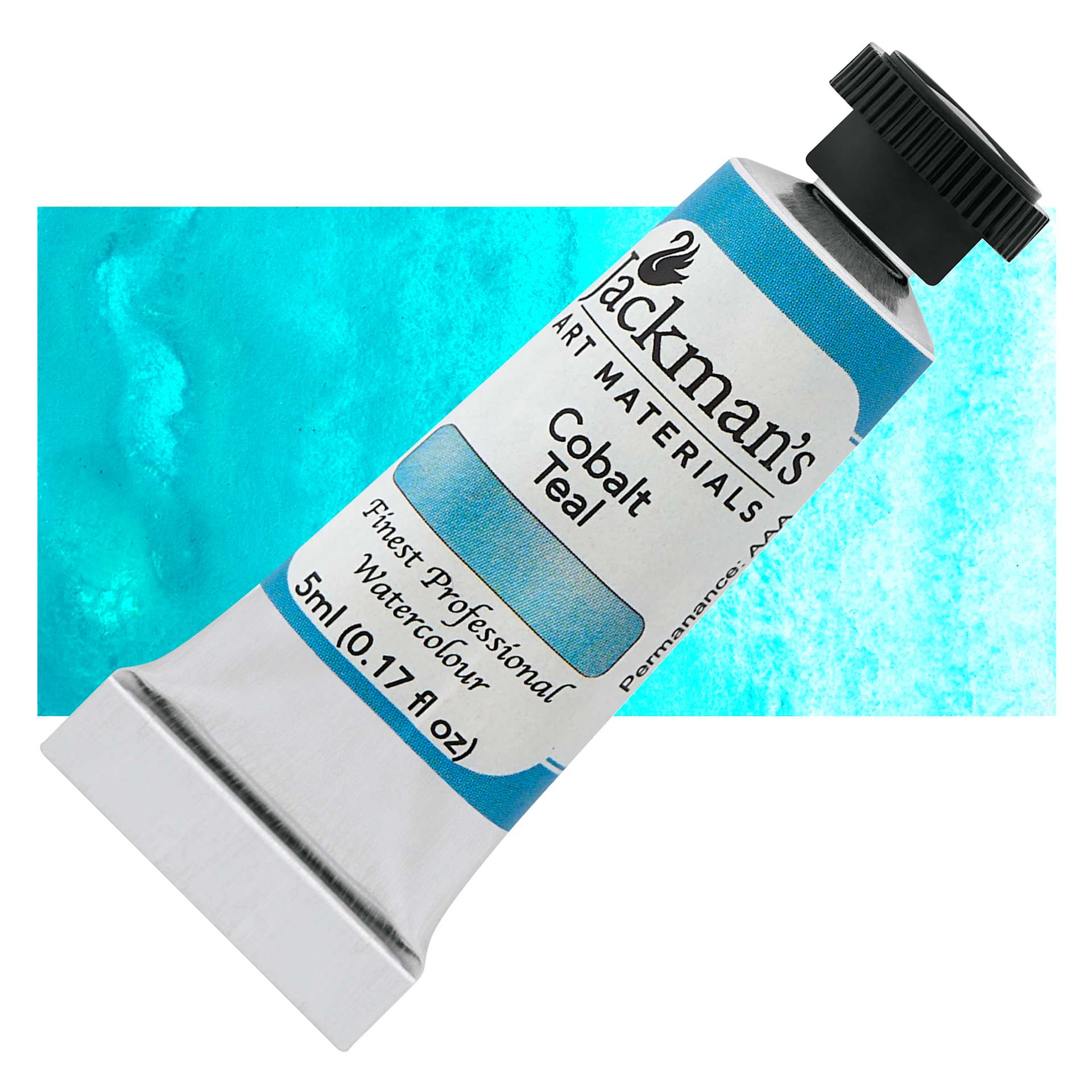 Jackman's Finest Professional Watercolour - Cobalt Teal, 5 ml Tube and Swatch