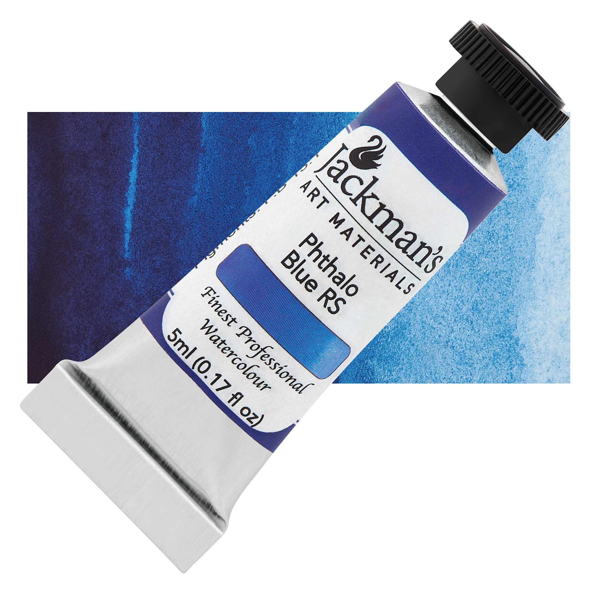 Jackman's Finest Professional Watercolour - Phthalo Blue (Red Shade), 5 ml Tube and Swatch
