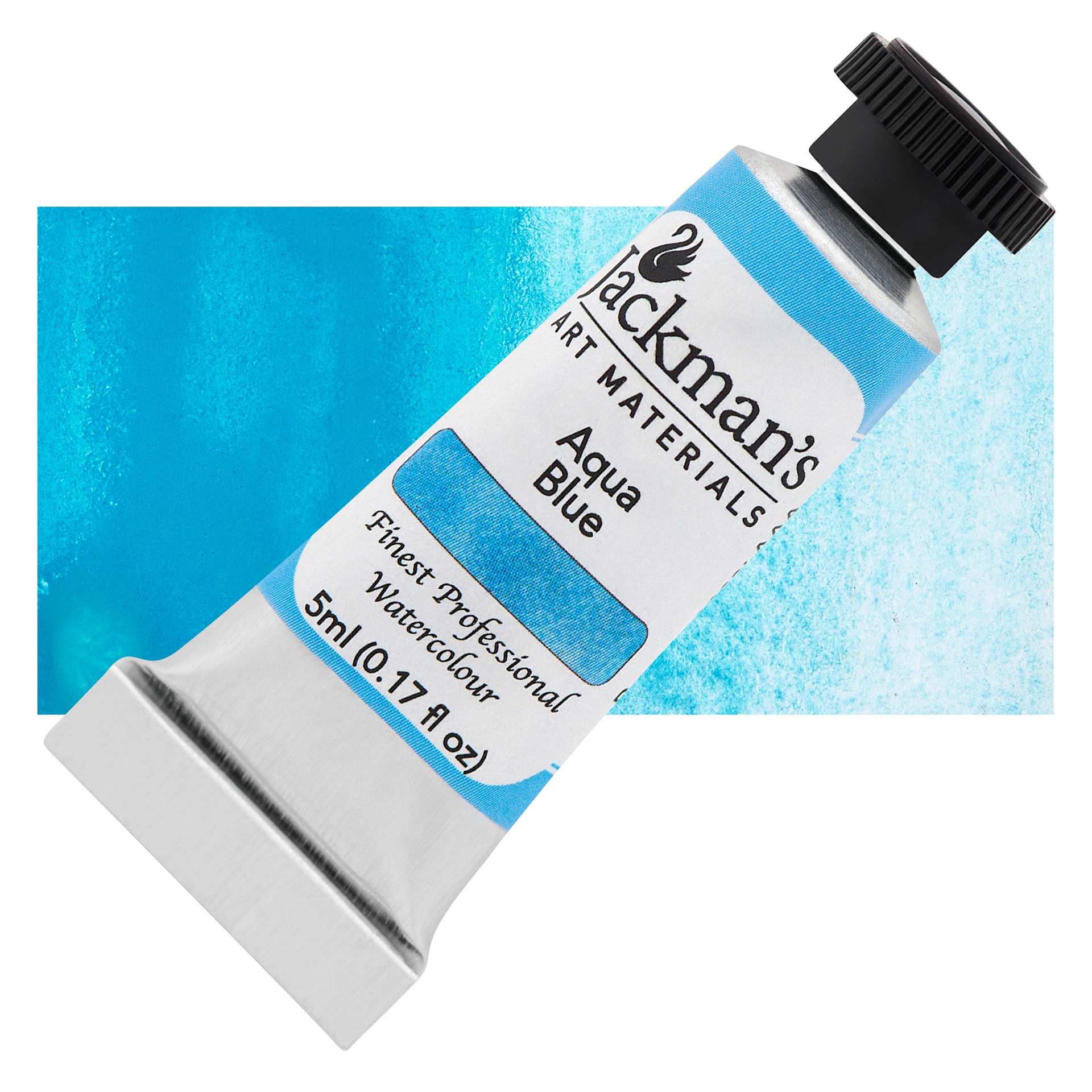 Jackman's Finest Professional Watercolour - Aqua Blue, 5 ml Tube and Swatch