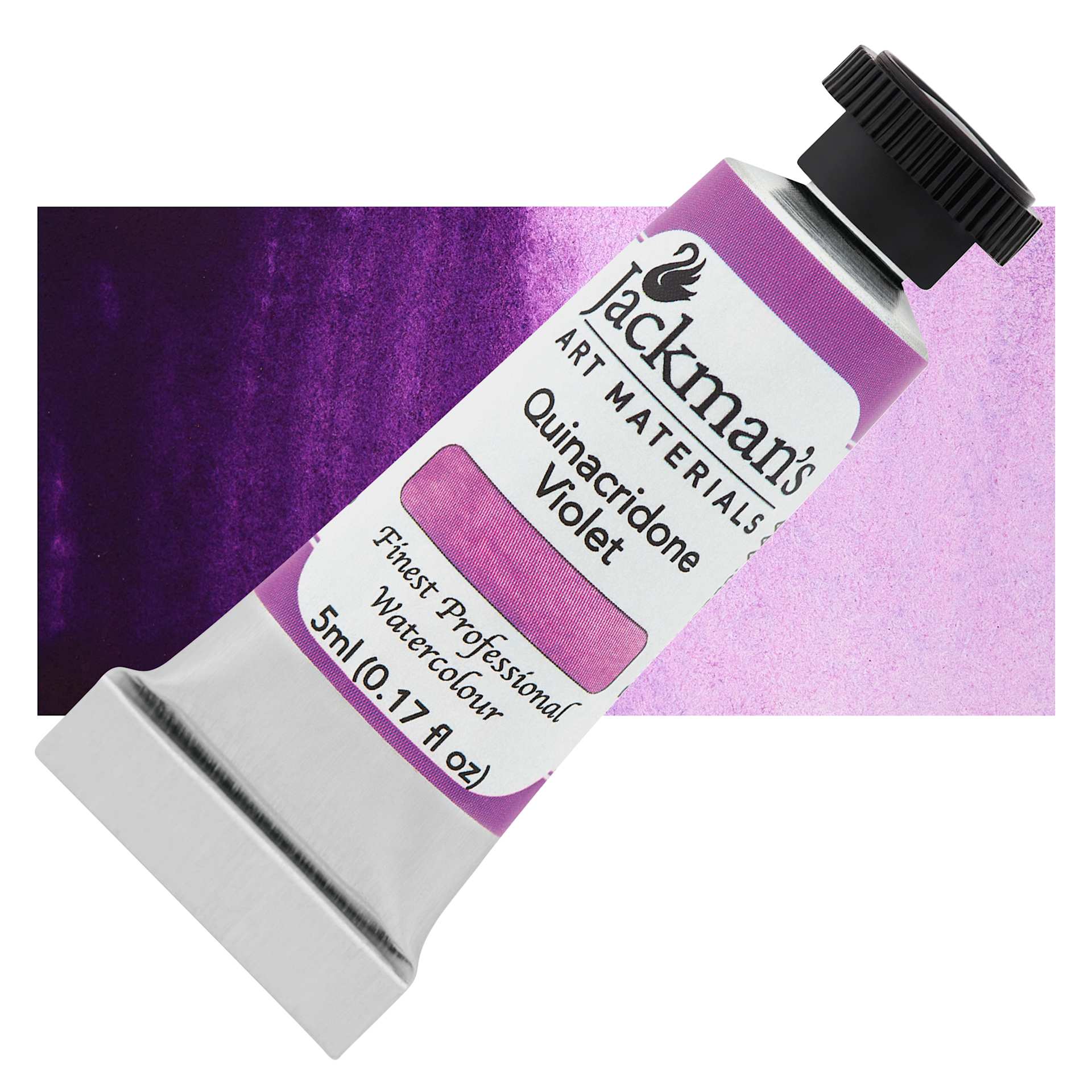 Jackman's Finest Professional Watercolour - Quinacridone Violet, 5 ml Tube and Swatch