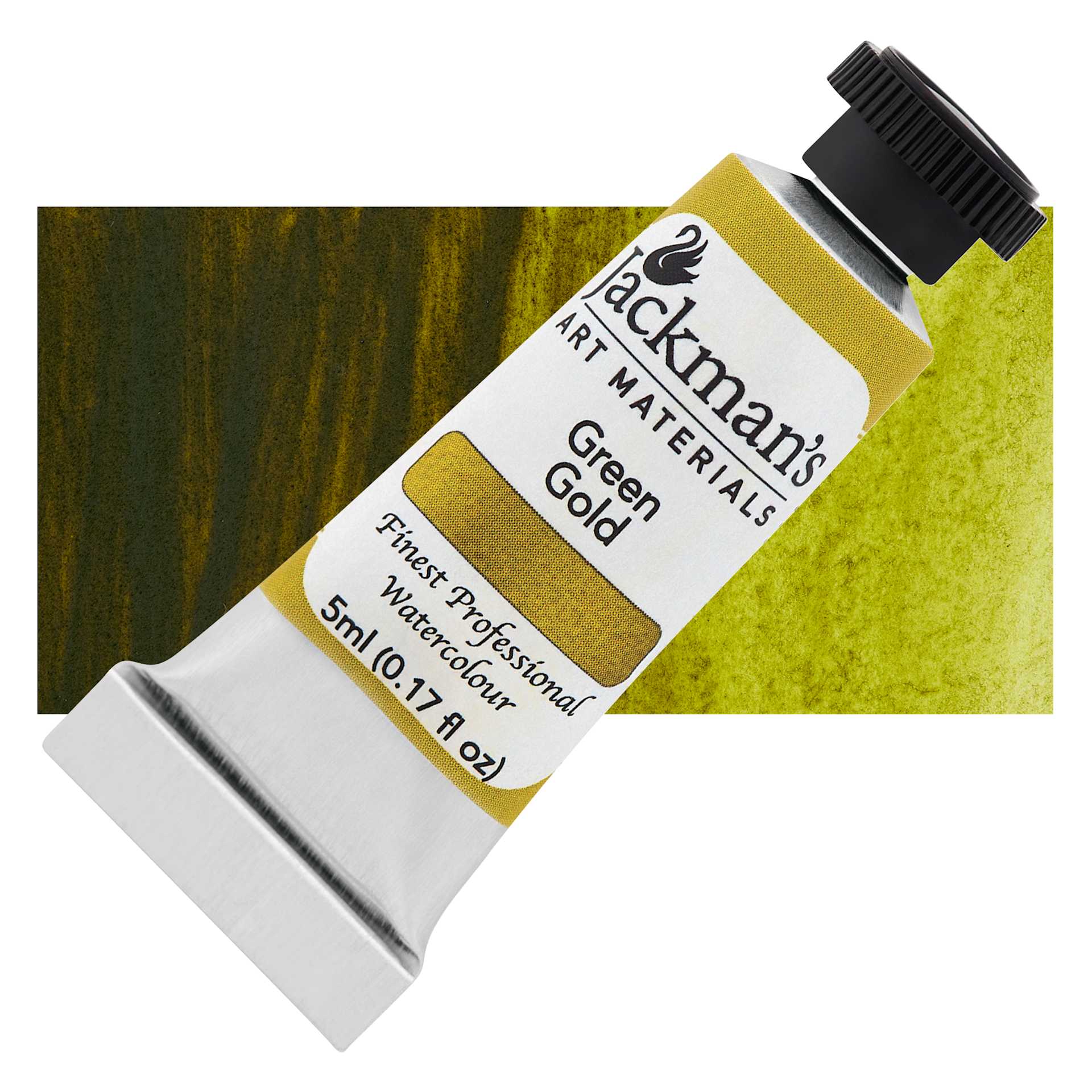 Jackman's Finest Professional Watercolour - Green Gold, 5 ml Tube and Swatch