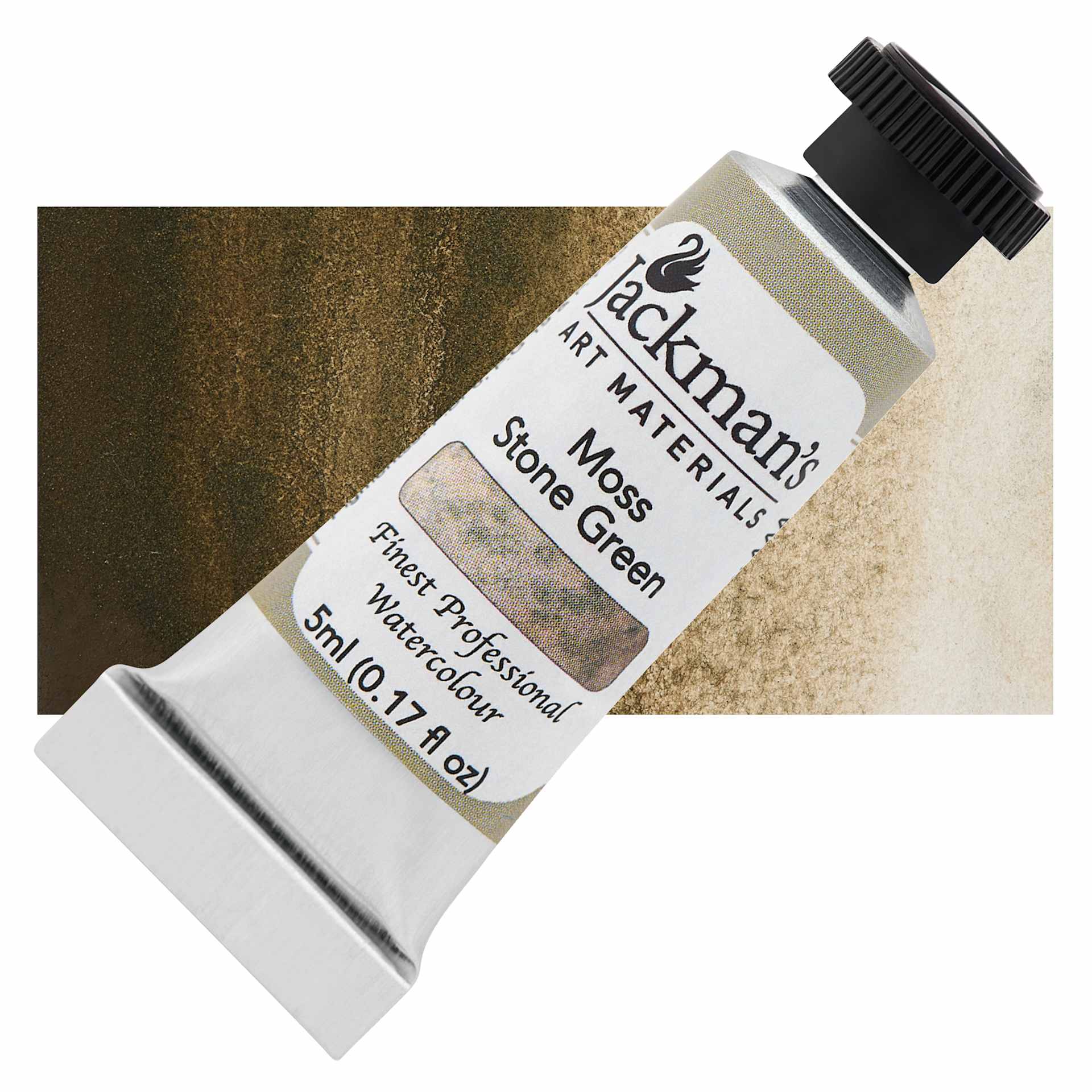 Jackman's Finest Professional Watercolour - Moss Stone Green, 5 ml Tube and Swatch