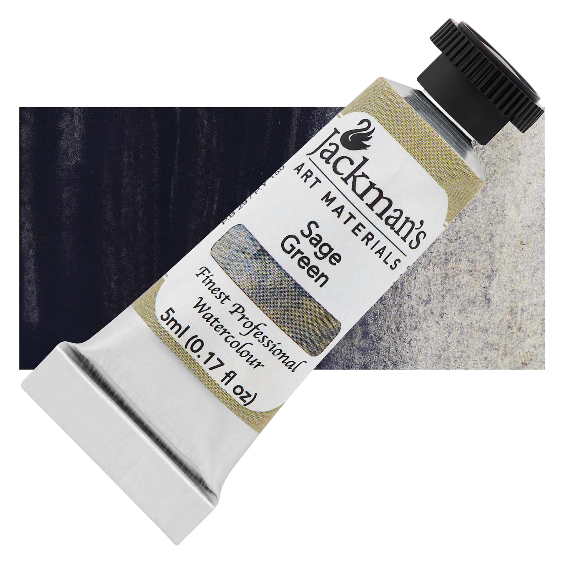 Jackman's Finest Professional Watercolour - Sage Green, 5 ml Tube and Swatch