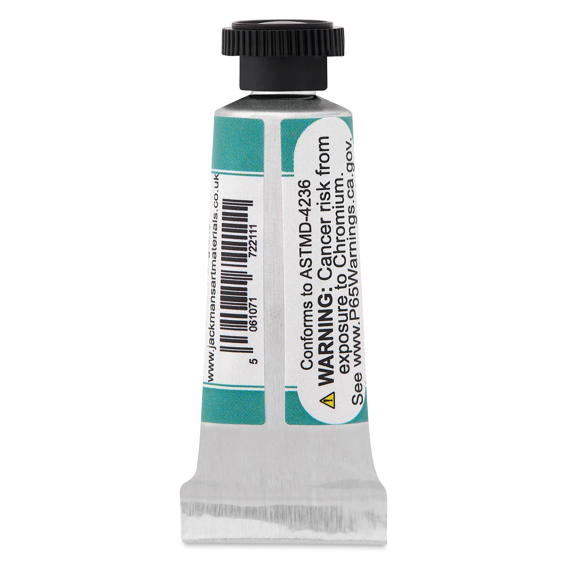 Jackman's Finest Professional Watercolour - Viridian Green. 5 ml back of tube
