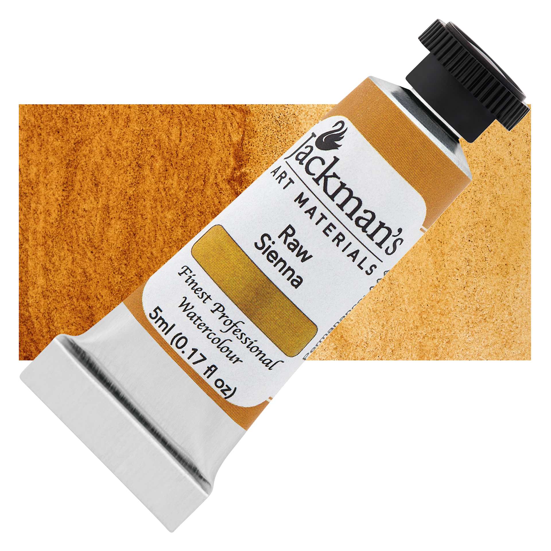 Jackman's Finest Professional Watercolour - Raw Sienna, 5 ml Tube and Swatch