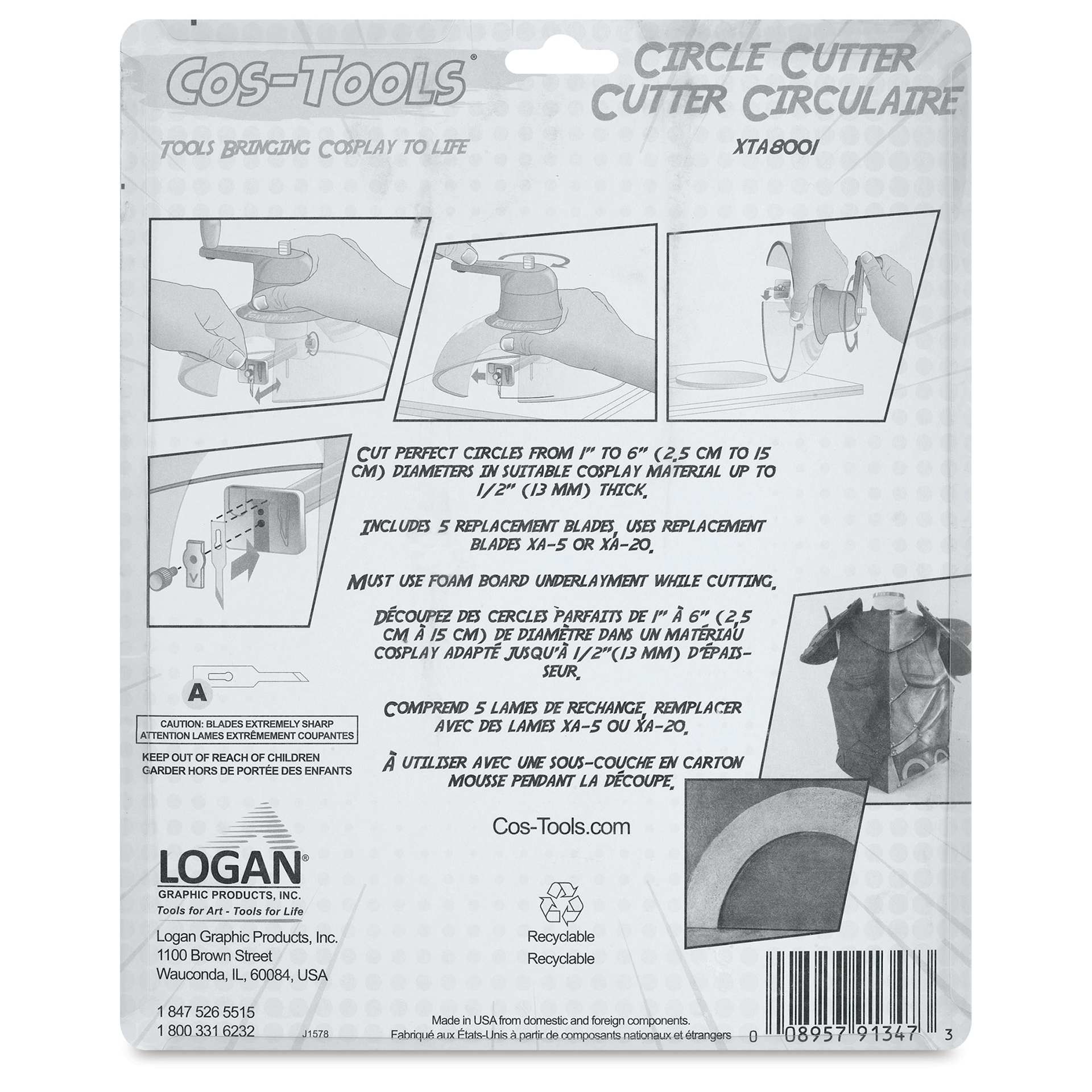 Logan Cos-Tools Circle Cutter, back of the packaging